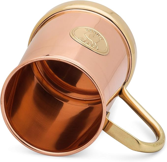 Copper Mules The Finest HandCrafted Copper Mug Unique Patented Design - Solid Brass Base and Handle - Holds 18oz