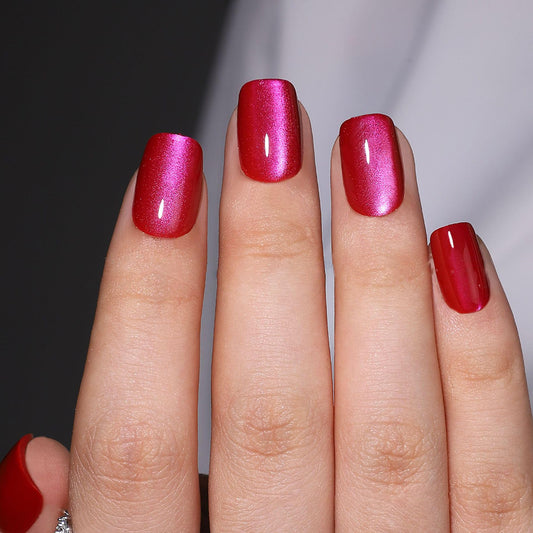 Press On Nails Short Square - Soft Gel Press on Nails Red Fake Nail Solid Colour False Nails Fit Perfectly Reusable Glossy Glue On Nails in 16 Sizes, Stick on Nails for Women Girls 32Pcs