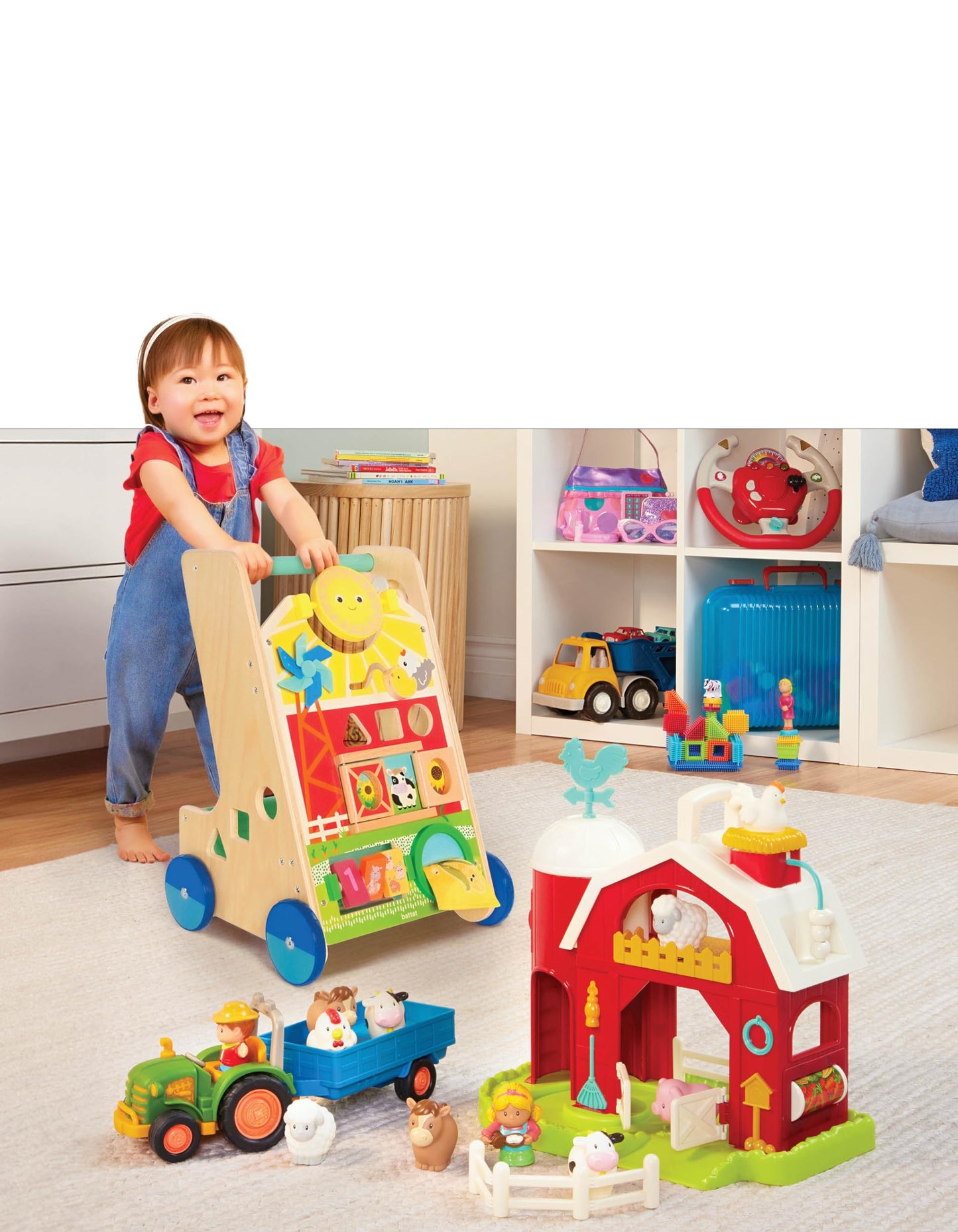 Battat – Wooden Activity Walker – 9 Educational Activities – Learning & Walking Toy for Toddlers – Stand, Push, Walk – 1 Year + – Farm Theme