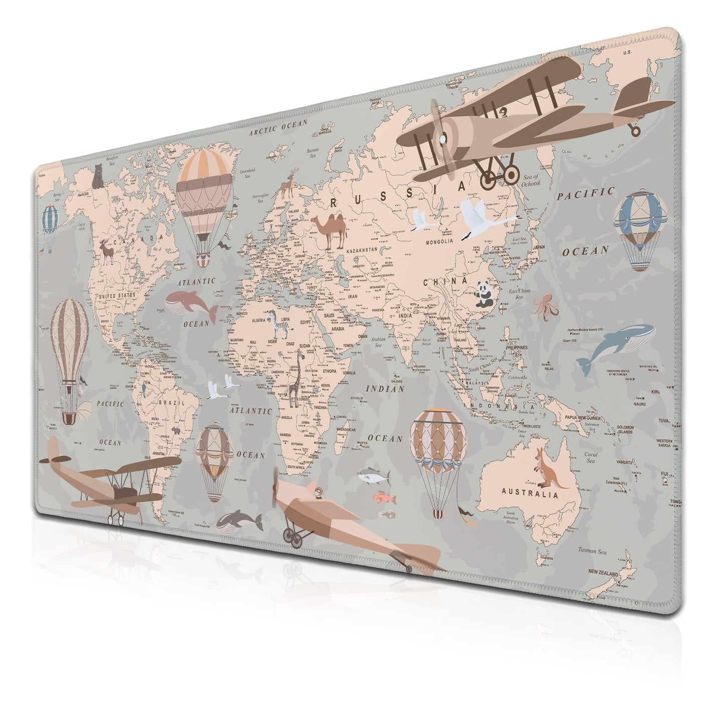 Samgula Gaming Mouse Pad Retro World Map, Large Desk Pads Computer Desk Mat, Non-Slip Rubber Base, 35.4 x 15.7 Inch for Work/Game/Office/Home