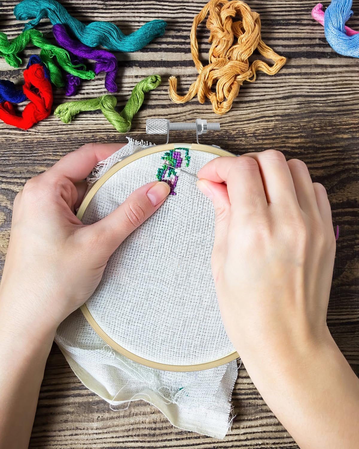 TINDTOP 16 Pieces 4 inch Embroidery Hoops, Bamboo Frame Circle Cross Stitch Hoop Ring Embroidery Hoops Set for Embroidery and Cross Stitch