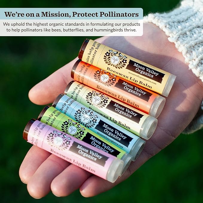 Moon Valley Organics Beeswax Lip Balm for Moisturizing Lips and Cuticles (COOL MINT VANILLA, 4 Count (Pack of 1))