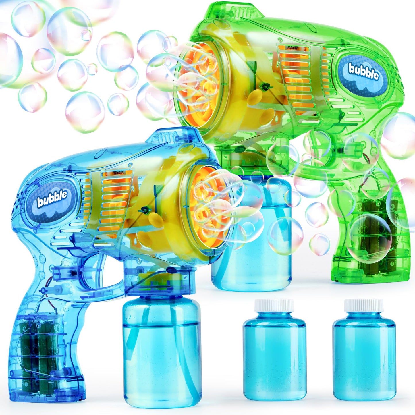 JOYIN 2 Bubble Guns Blaster Kit with 2 Solution for Kids, Automatic Bubble Maker Blower Machine for Party Favors, Birthday, Outdoor & Indoor Activity, Summer Toy