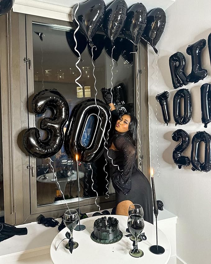 Black Number 13 Balloon 40 Inch, 13th Birthday Party Decorations for Children, Giant 13 Foil Balloon for Party Supplies
