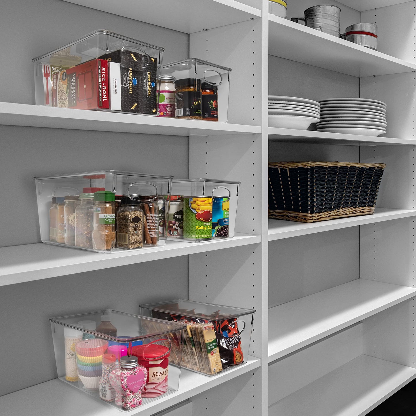 CLEARSPACE Plastic Storage Bins With lids – Perfect Kitchen Fridge Organizer, Pantry Organization, Cabinet Organizers (4 Pack)