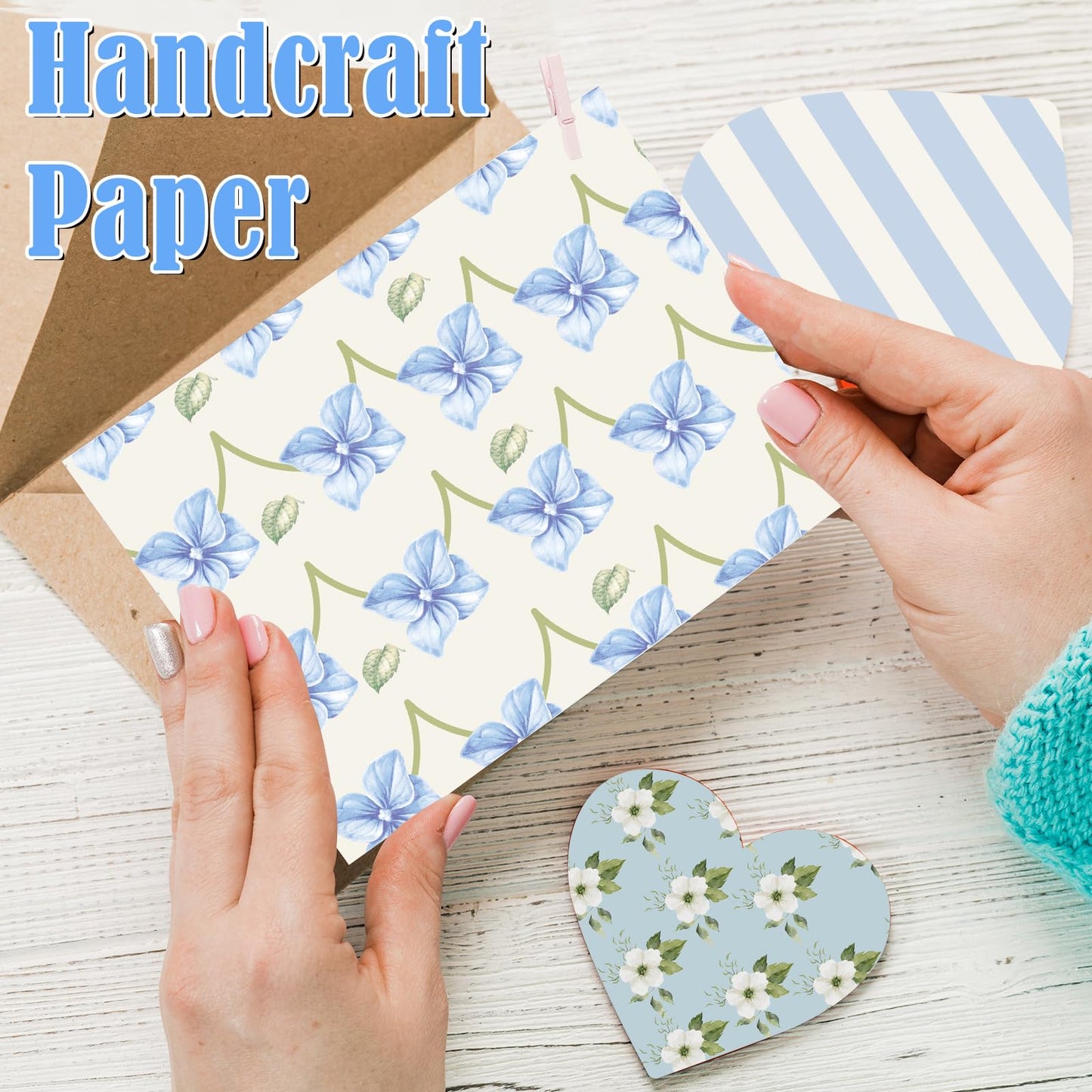 EggSun 48 Sheets Hydrangea Scrapbook Paper,Hydrangea Pattern Decorative Scrapbook Paper for Journals DIY Cards and Photo Albums,Aesthetic Craft Supplies