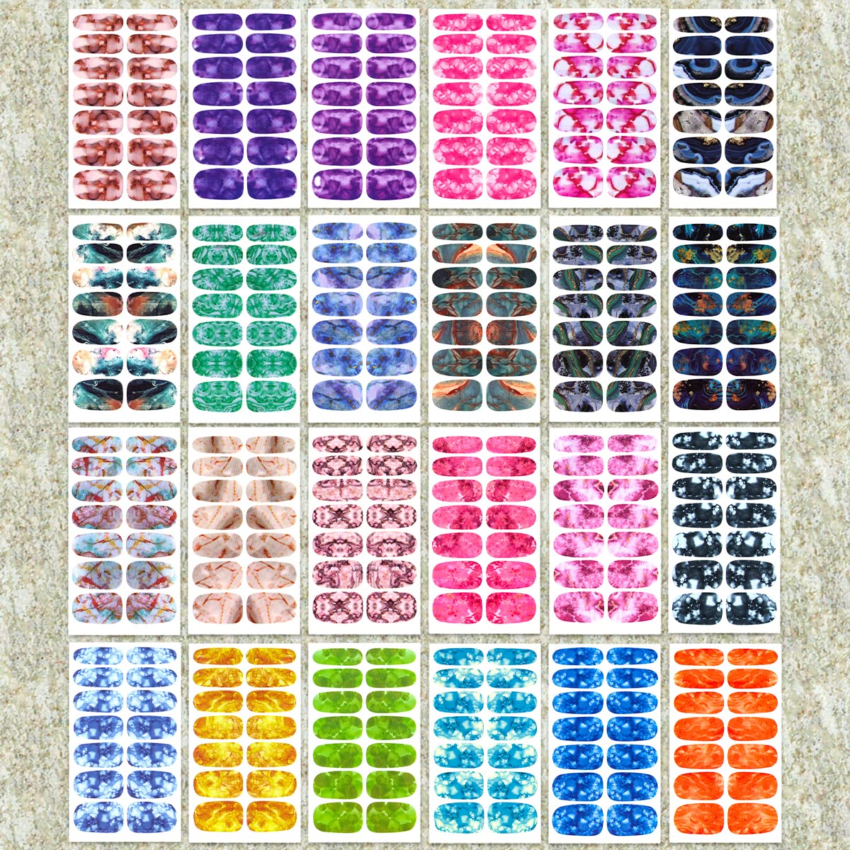 JERCLITY 24 Sheets Candy Gradient Color Marble Nail Polish Strips Stickers Adhesive Decals for Women DIY Art Manicure Kit