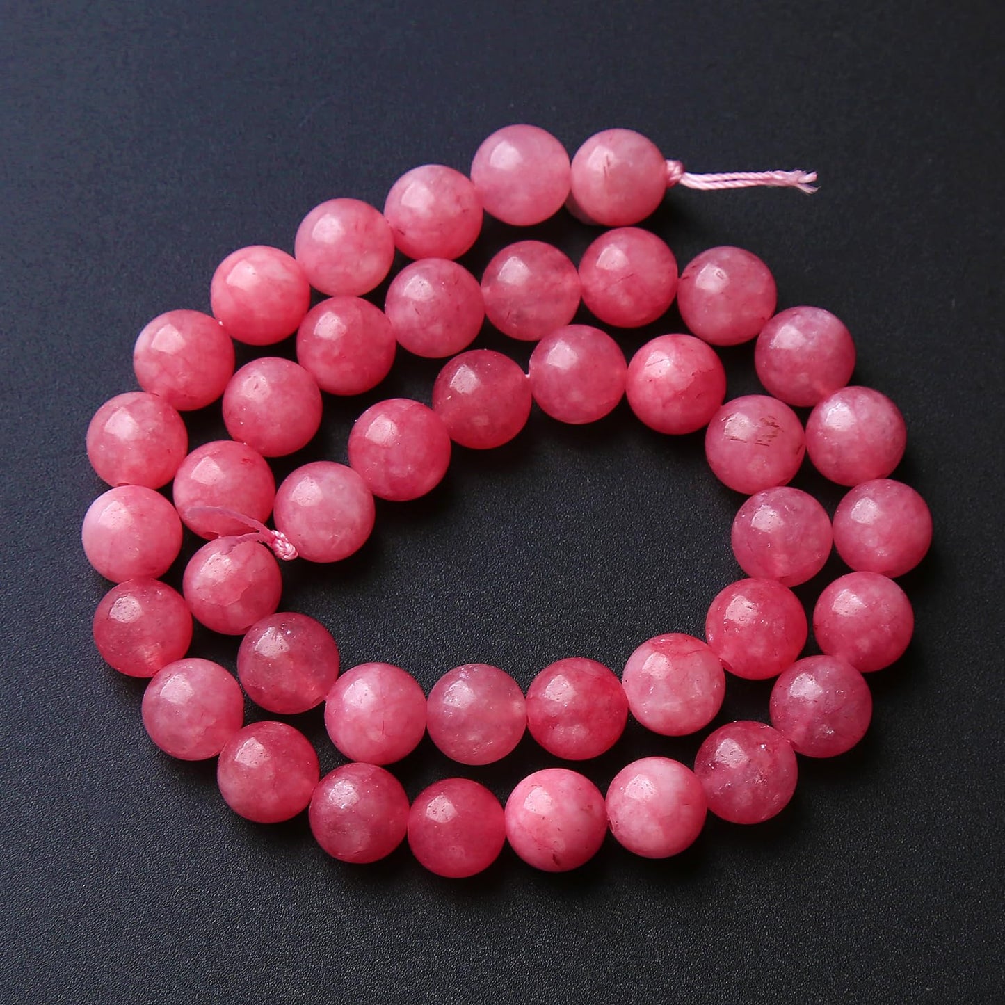 8MM 46PCS Natural Stone Rose Pink Jade Beads for Jewelry Making DIY Bracelet