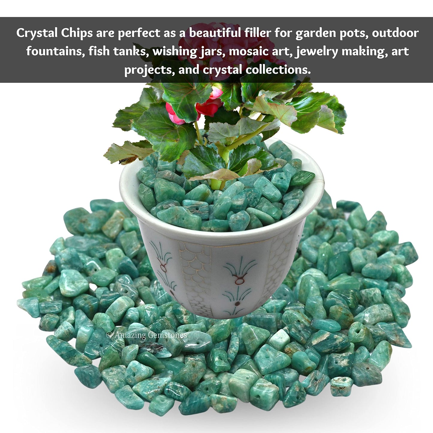 Amazonite Pre Drilled Natural Crystals Crushed Chips Beads for Jewelry Making, DIY Handmade Healing Crystals (25 Inch Strand)