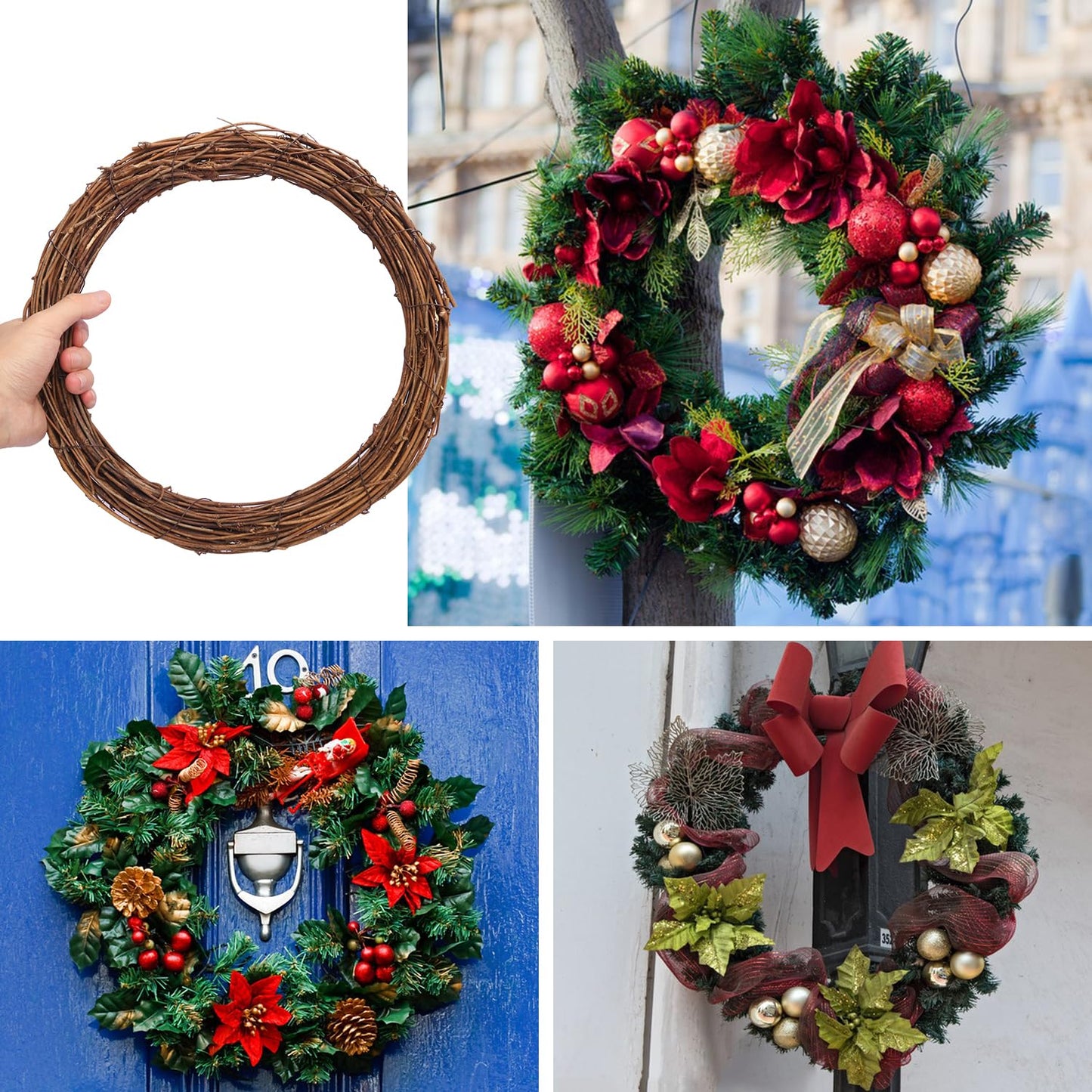 Geytetqi 10 PCS 8 Inch Natural Grapevine Wreaths, Beautiful Vine Branch Wreath for DIY Crafts and Christmas Decorations, Ideal for Outdoor and Indoor Use