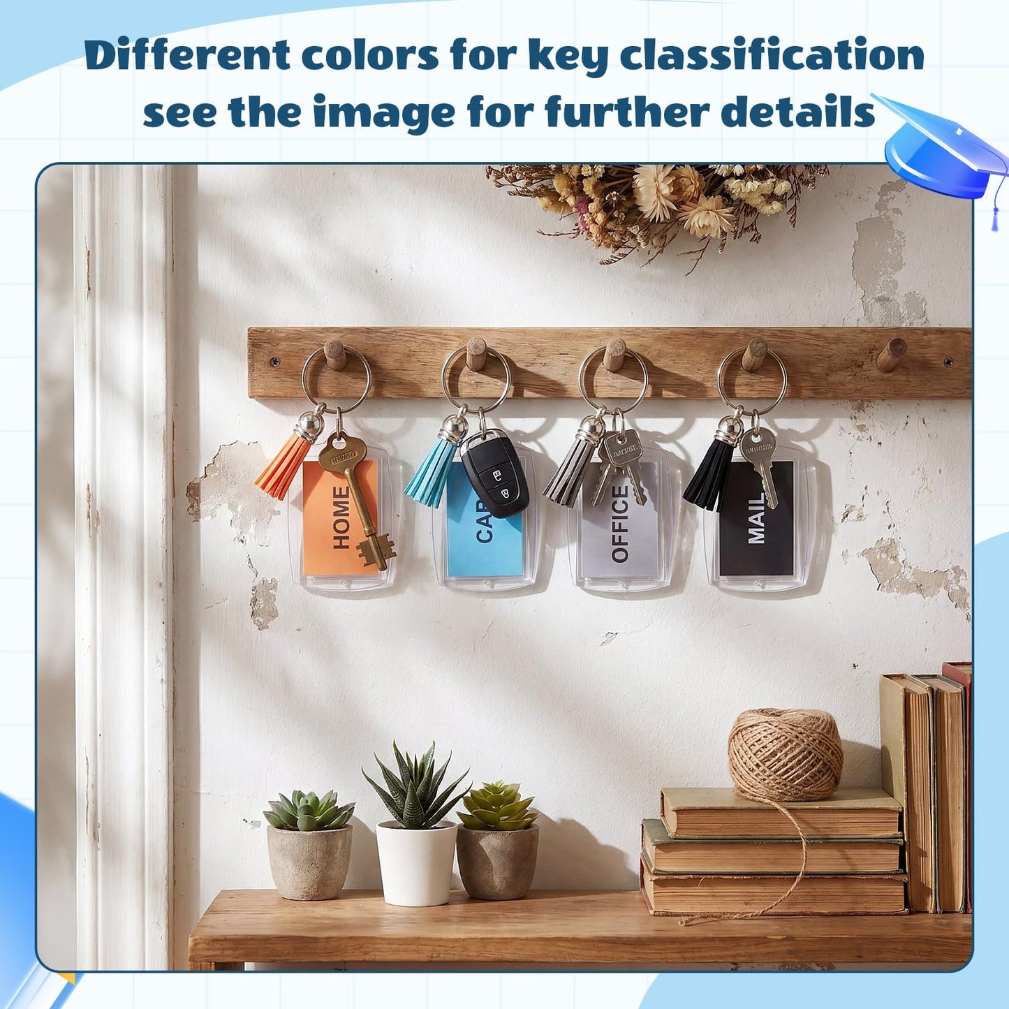 Yaomiao 120 Set Acrylic Photo Keychain with Tassel Clear Blank Custom Keychain Frame Holder Insert Picture Keyring Making Kit (Rectangle)