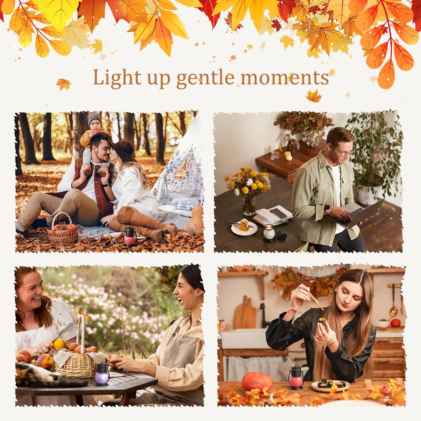 Scented Candles for Home, 3 Pack Fall Candle Set Natural Soy Wax, Retro Lantern Candles Autumn Gifts Set for Women Men, Aromatherapy Candle of Vanilla, Rose, Lavender