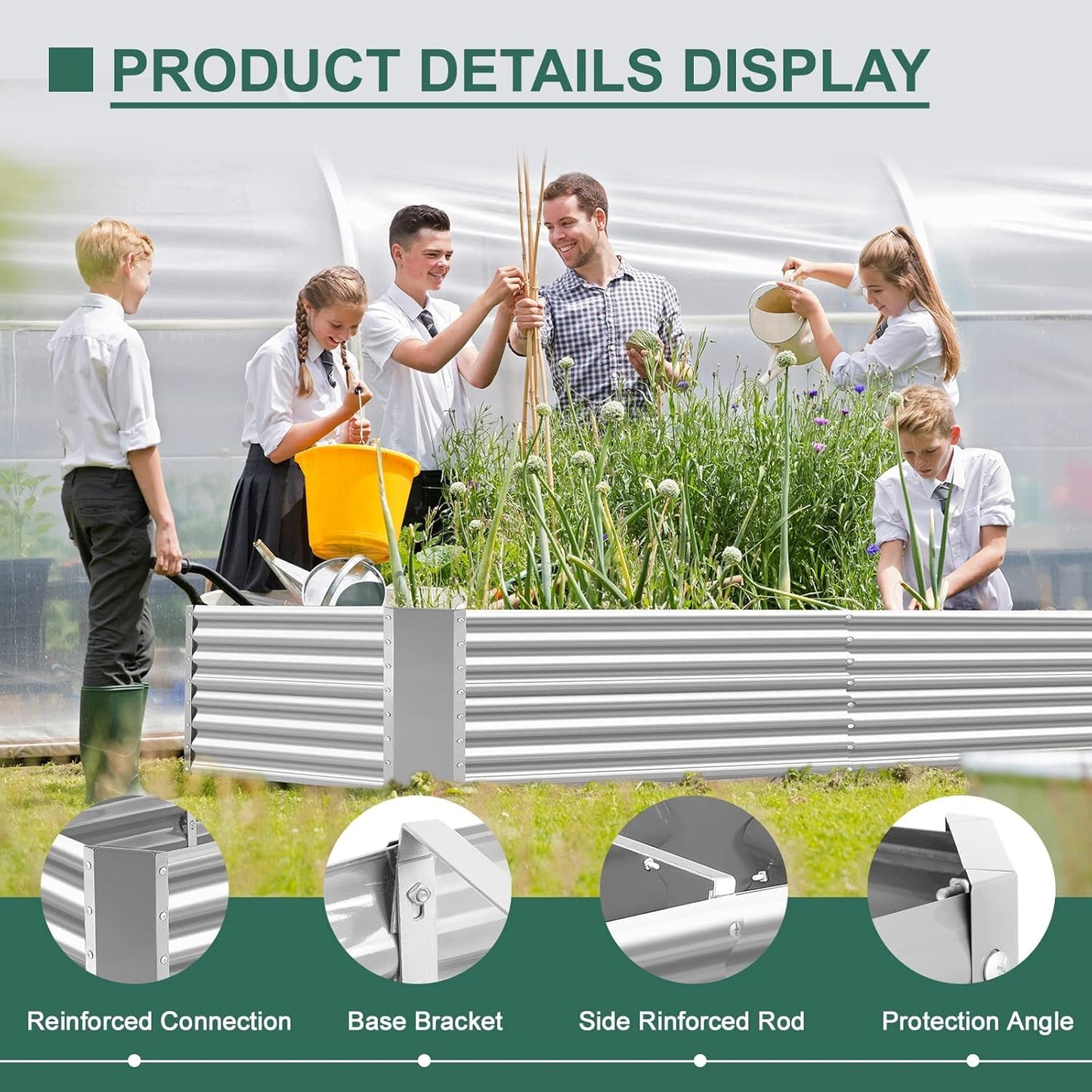 Land Guard 2 Pack 6×3×2 ft Galvanized Metal Raised Garden Bed, 2FT Deep Root Elevated Planter Box Steel Large Vegetable Flower Bed Kit, Silver