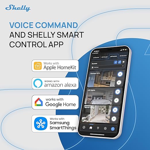 Shelly 1PM Gen4 | Wi-Fi, Zigbee, Matter Smart Relay Switch with Power Metering, 1-Channel 16A | Home Automation | Alexa, SmartThings, Google Home, Apple HomeKit Compatible | iOS Android App (2 Pack)