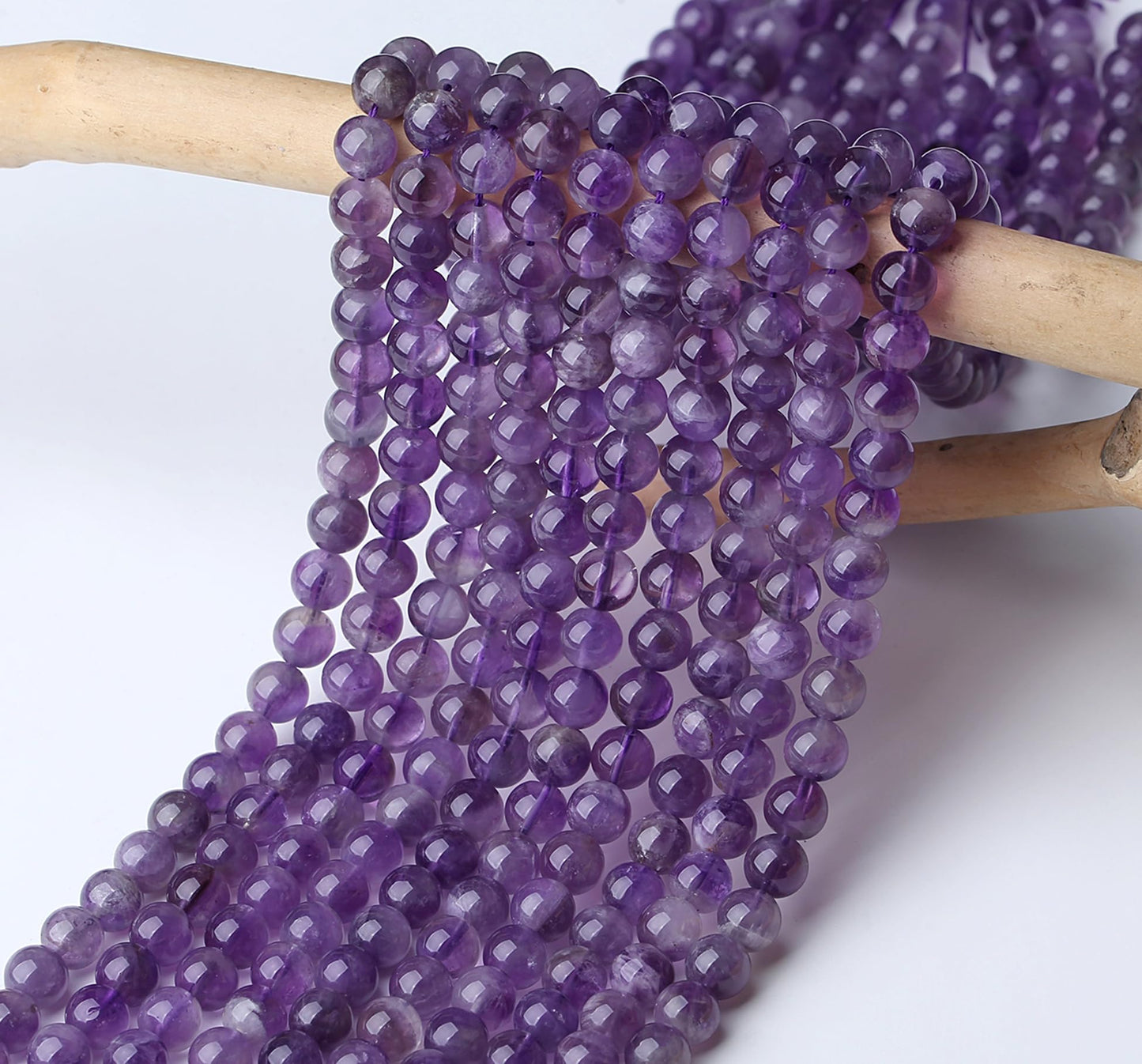 NUKAYAI Natural Amethyst Beads 100Pcs 8mm Purple Crystal Beads Loose DIY Round Stone Bead for Bracelet Necklace Earrings Making