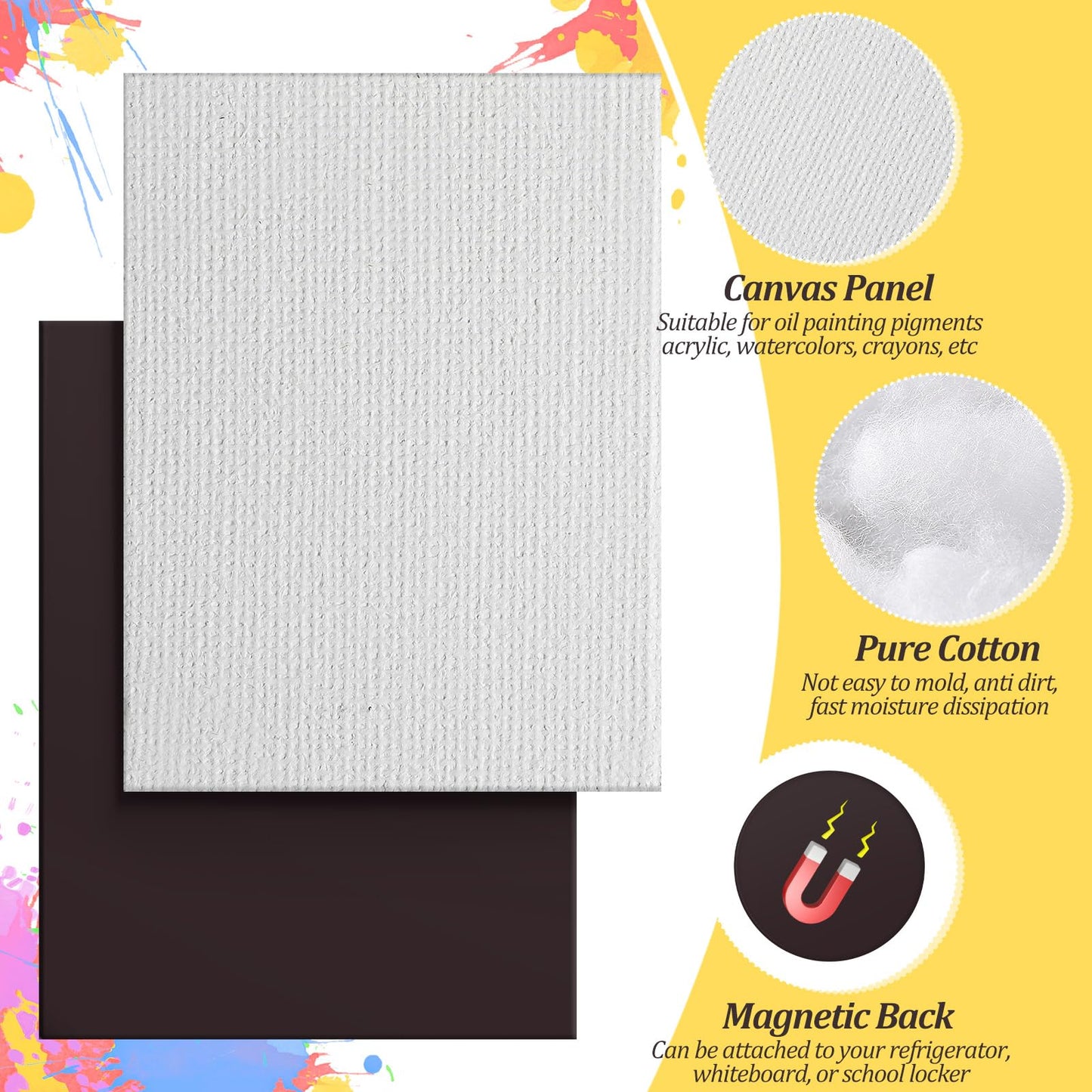 Engrowtic 25 Pcs Mini Magnetic Painting Canvas Panel Mini Canvas Boards for Painting Tile Art for Fridge Locker Art Crafts DIY(Rectangle,2 1/5 x 3 in)