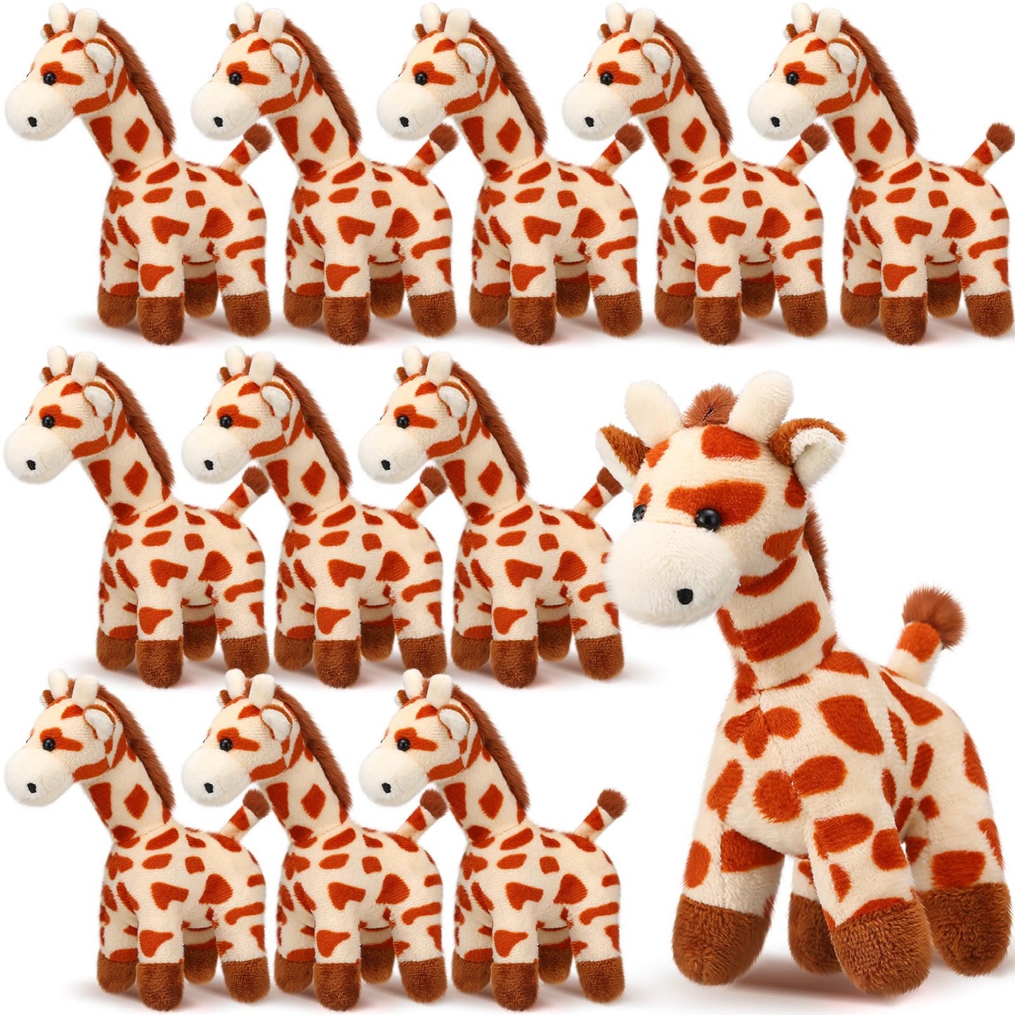 Blueweenly 12 Pcs Giraffe Stuffed Animal Bulk 6'' Stuffed Giraffe Plush Toy Soft Safari Valentines Plush Gift Bulk Zoo Wild Animal Party Decor Cute Tiny Keychain for Kid Girl Boy Birthday Forest Party