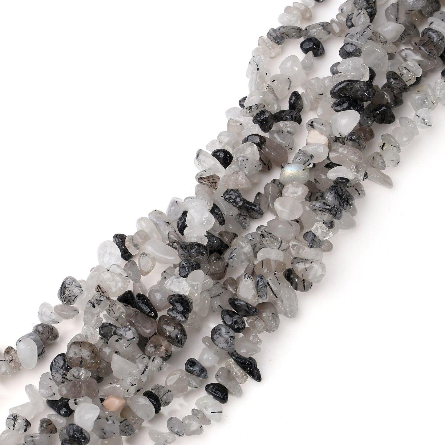 XIANNVXI Black Rutilated Quartz Beads, Natural Chip Stone Beads 400Pcs Crystal Bead 5-8mm Irregular Healing Crystal Loose Rocks for DIY Jewelry Making