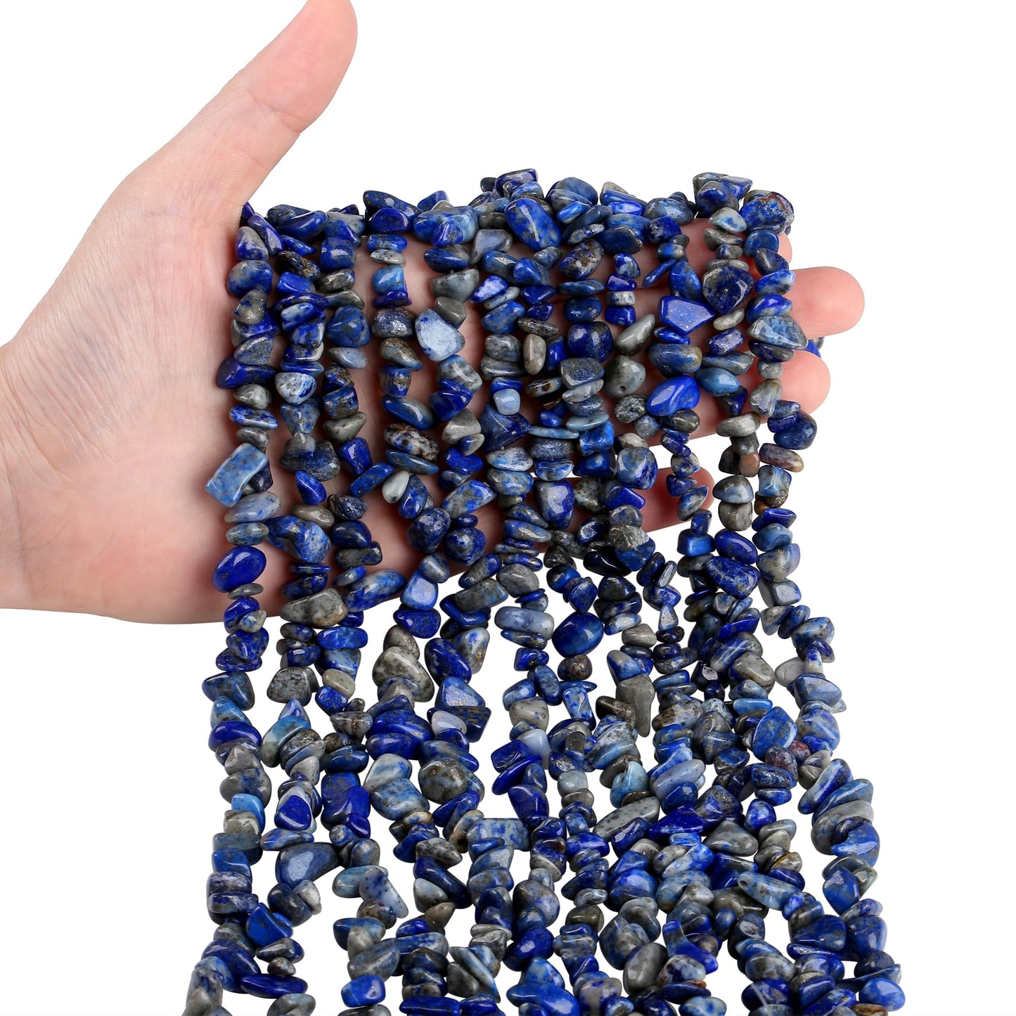 ZHIYUXI 400pcs Lapis Lazuli Beads 5-8mm Beads Crystals Gemstones for Bracelet Making Crystal Chips Irregular Lapis Lazuli Stone Bead for Jewelry Making Natural Chips Craft 2 Strands