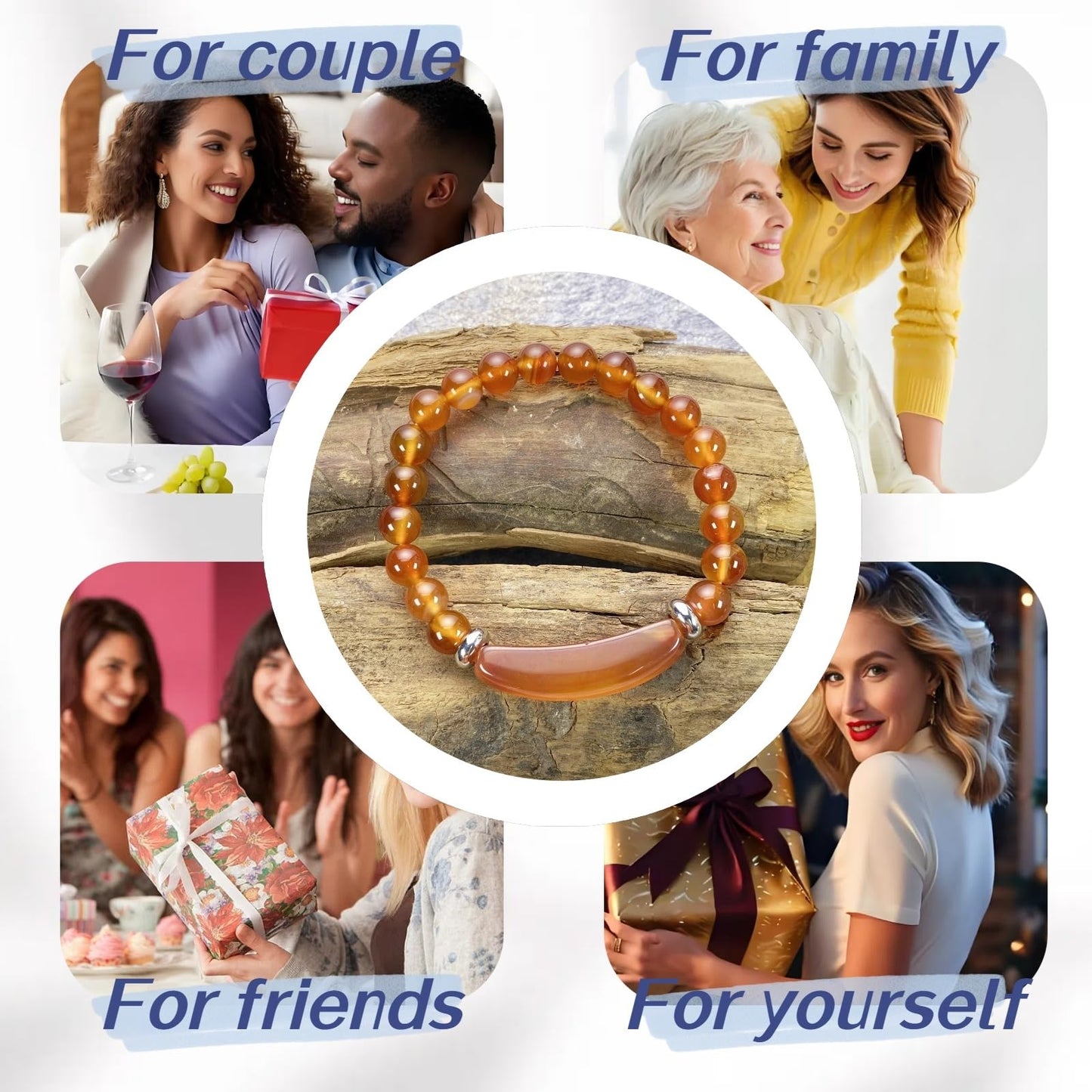 EDEN'S CALL 8mm Healing Crystal Beads Stretch Bracelet Handmade Good Luck Energy Chakra Stone Beaded Bangle, Carnelian