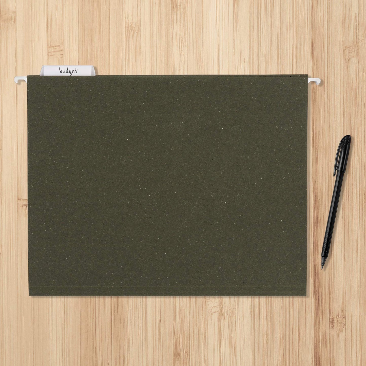 Amazon Basics Hanging File Folders for Documents, Letter Size, 1/5-Cut Adjustable Tabs, Standard Green, 50 Count