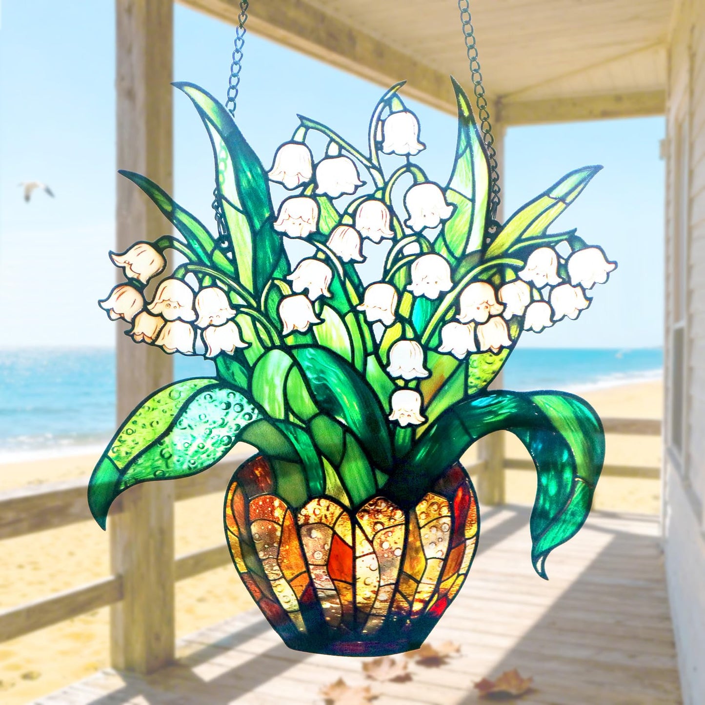 Acrylic Hanging Potted Plant for Window Doors Home Decoration，Sun Catchers for Windows Hanging，Valentine's Day Mother's Day Birthday Gifts(TYU728)