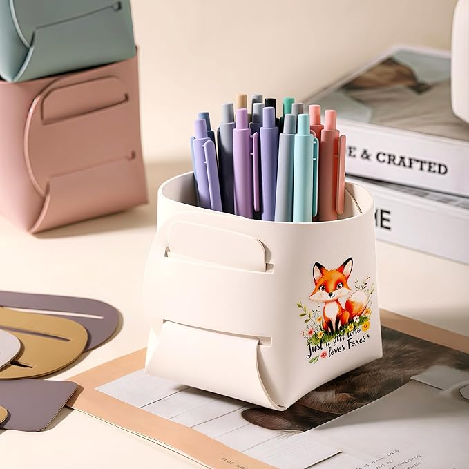 Fox Makeup Brush Holder, Decorative Desk Organizer for Jewelry Pen Pencil Glasses Storage, Fox Lovers Themed Gifts Stuff For Girls Teens Kids Women!
