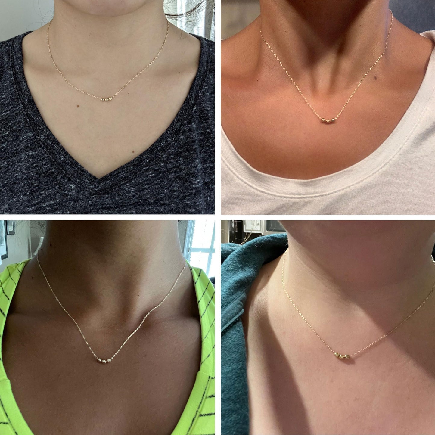 GUOKE Irregular Bead Necklace - 14K Gold Plated Dainty Gold Necklace Simple Jewelry for Women