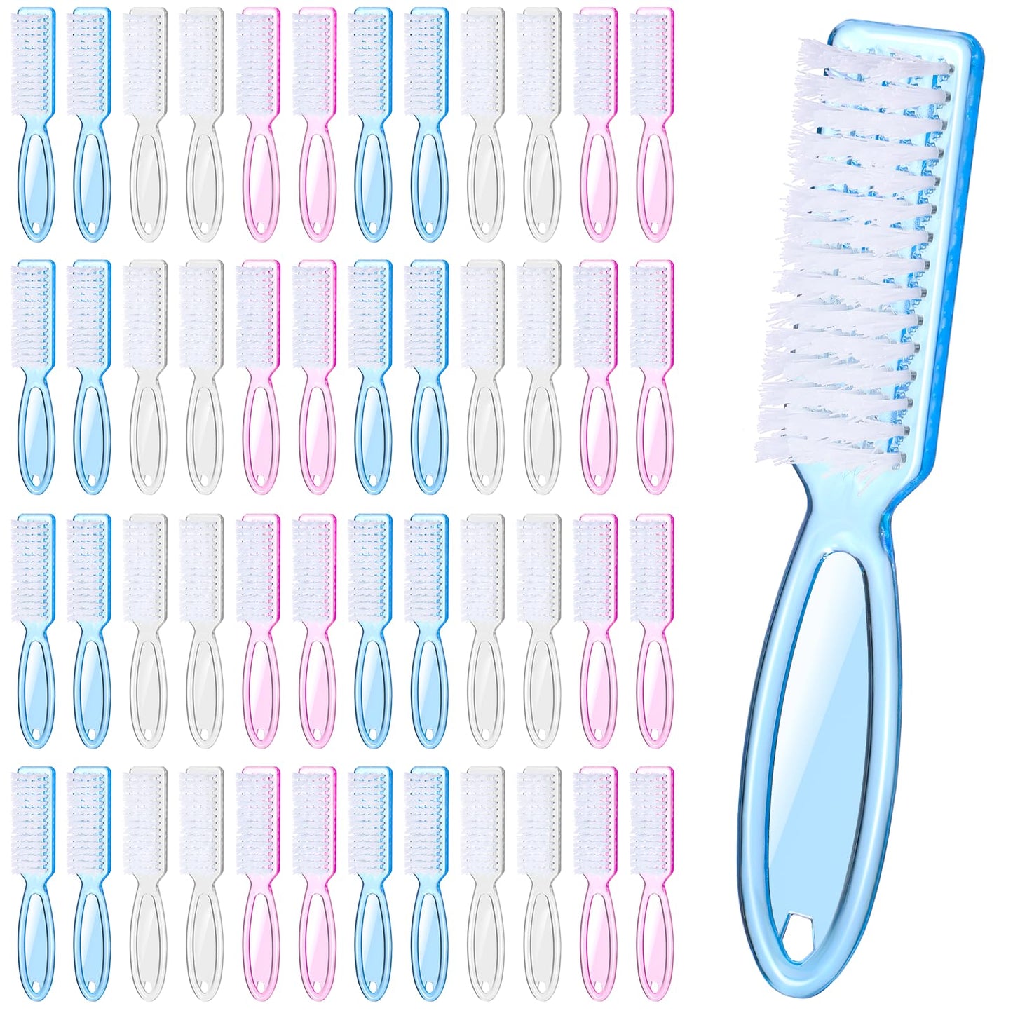 60 PCS Nail Scrubber Brush Set, Handle Grip Nail Brush Bulk Fingernail Scrubber, Pedicure Cleaning Brushes for Toes and Fingernails Cleaning, 3 Colors