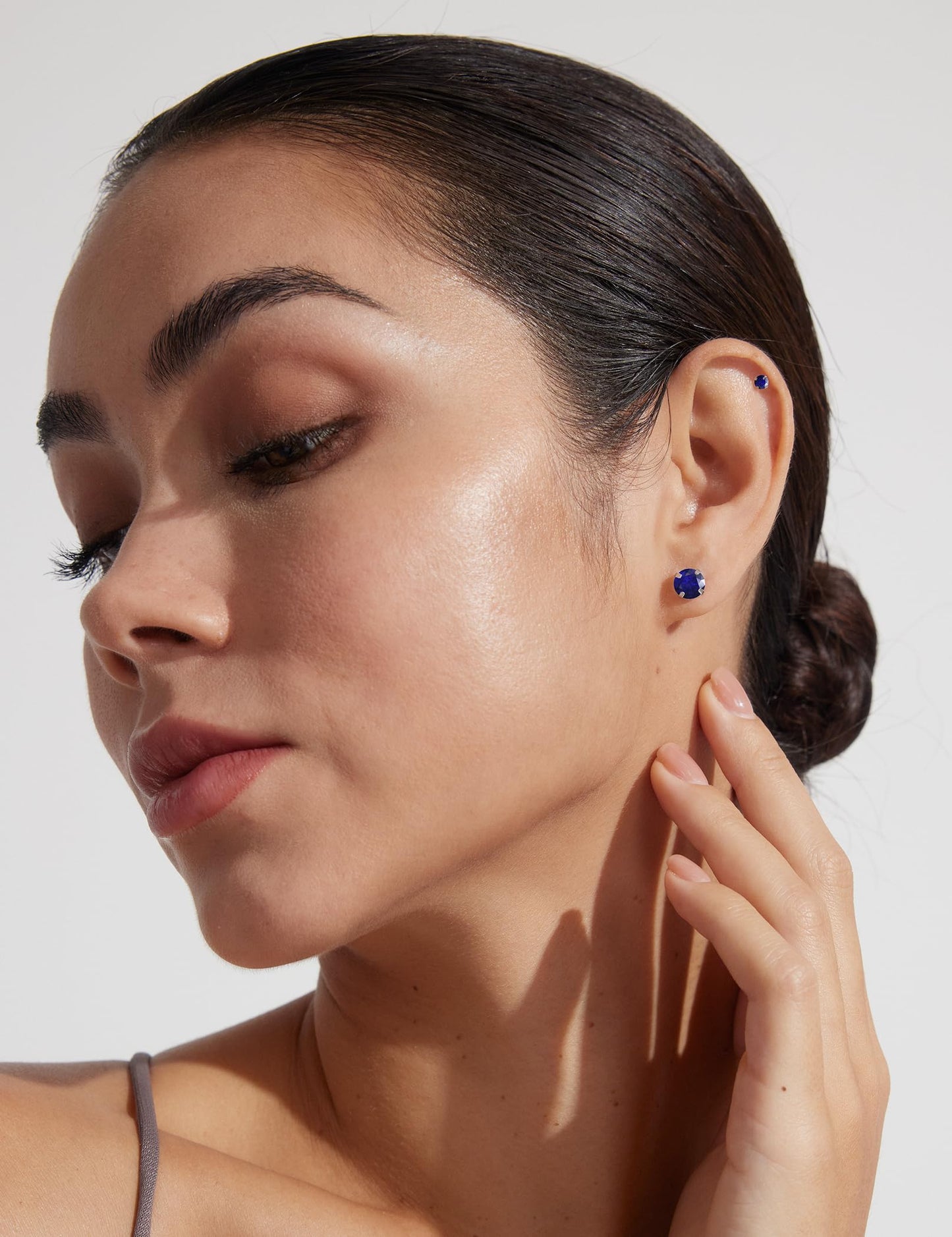 6 Pairs Stud Earrings Set Hypoallergenic Cubic Zirconia 316L Earrings Stainless Steel Earrings for Women (Blue)