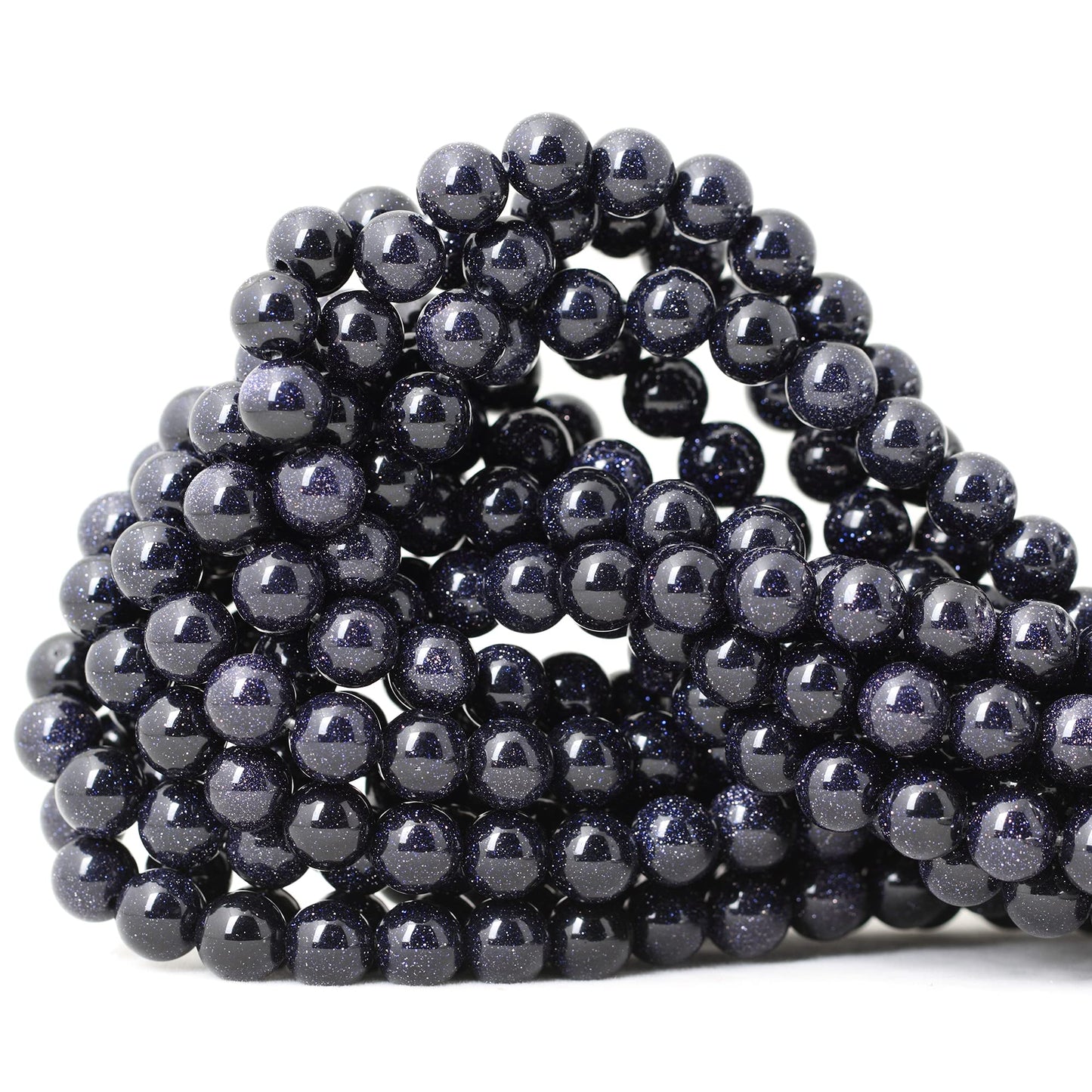 CHEAVIAN 45PCS 8mm Natural Blue Sandstone Gemstone Round Loose Beads Stone Beads for Jewelry Making DIY Findings 1 Strand 15"