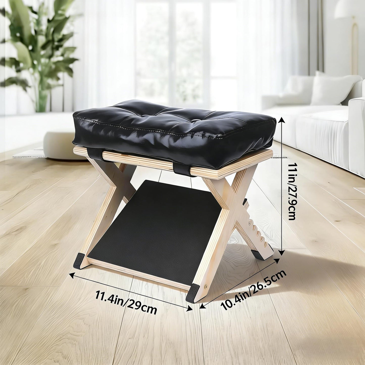 Adjustable Double Step Under Desk Footrest with 5 Height Options, Ergonomic Foot Rest Stool with Black Cushion for Office Home, Ottoman for Work and Computer Gaming Comfort.