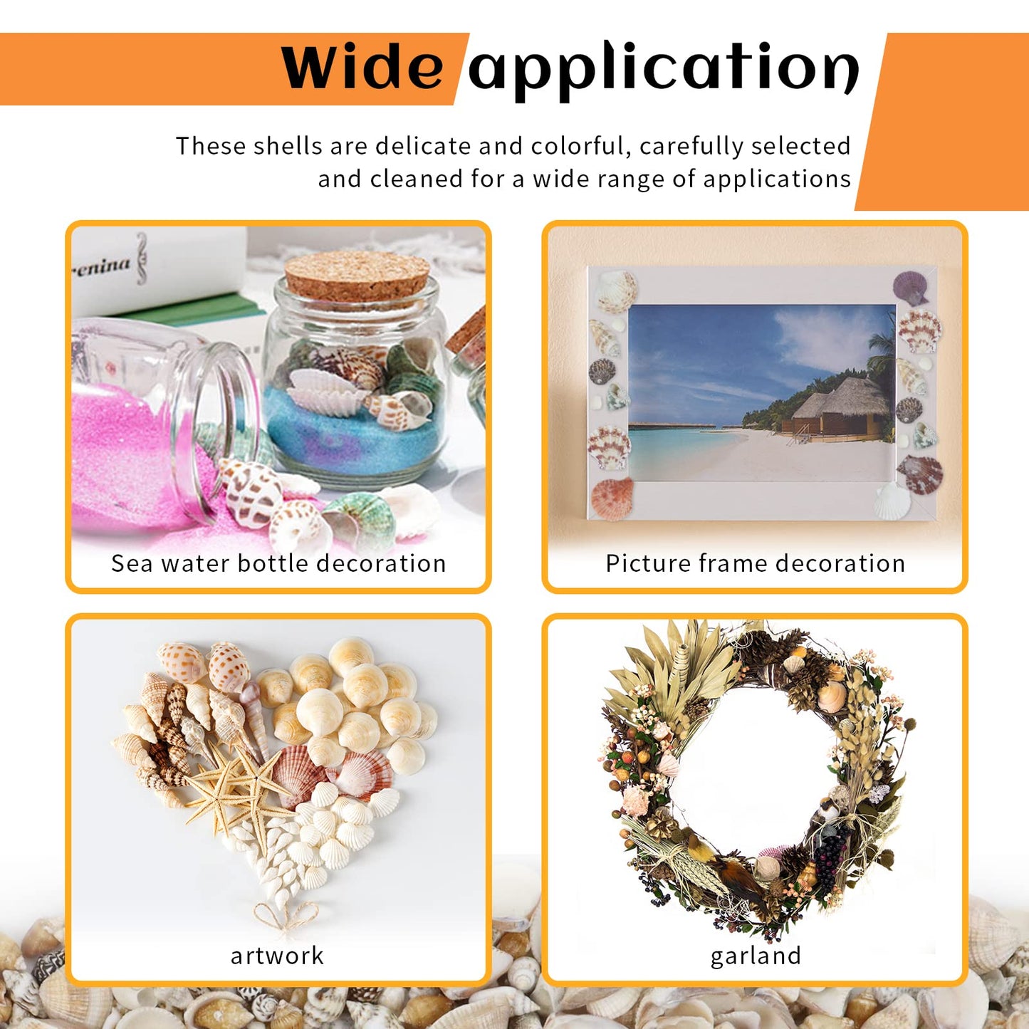 WEOXPR 200 Pcs Sea Shells Bulk Mixed Ocean Beach Seashells for Kids, Various Sizes Natural Sea Shell for Crafts, Home Decorations, Beach Theme Party, Wedding Decor, DIY Crafts, Crafting Shells