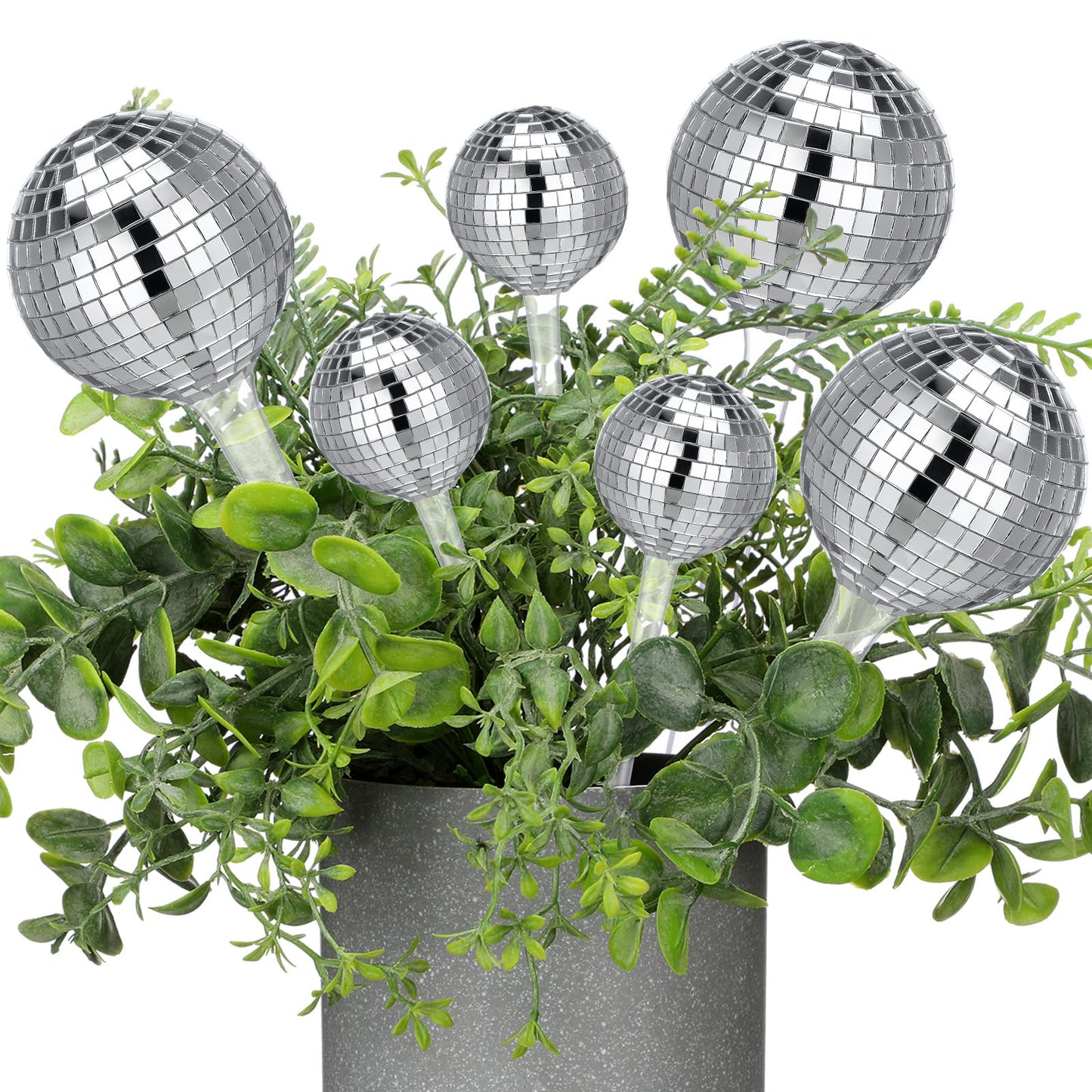 Novabright 6 Pcs Plant Self Watering Disco Ball Globes 10.6in and 5in Disco Self Watering Globes Planter Insert Decorative Automatic Drip Irrigation Devices for Indoor Outdoor