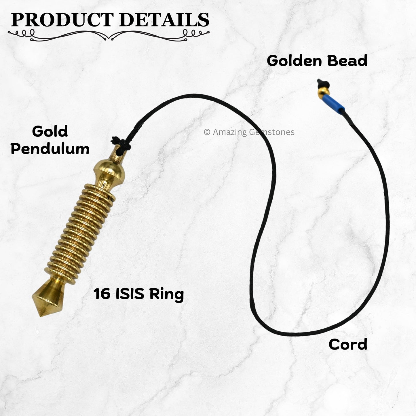 Amazing Gemstone Healing Metal Pendulums for Divination, Gold 16 ISIS Ring Steel Copper Pendulum High Energy Pendulo de Bronce Pendulos de Mesa MP54