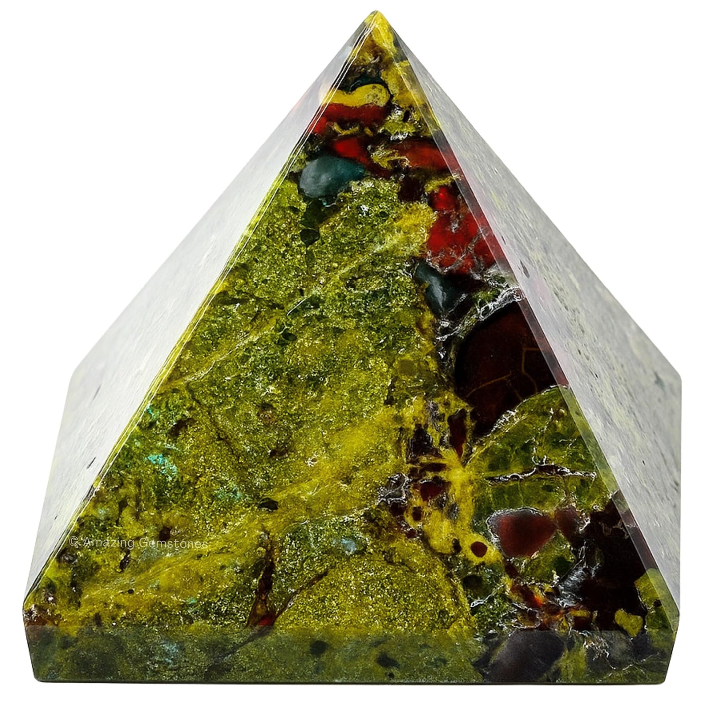 Amazing Gemstone Dragon Bloodstone Pyramid Crystal Healing Stones - 1.5" Great Pyramid Figurine of Natural Stone Pyramid for Meditation, Reiki, Chakra Balancing and Crystal Pyramids Grid