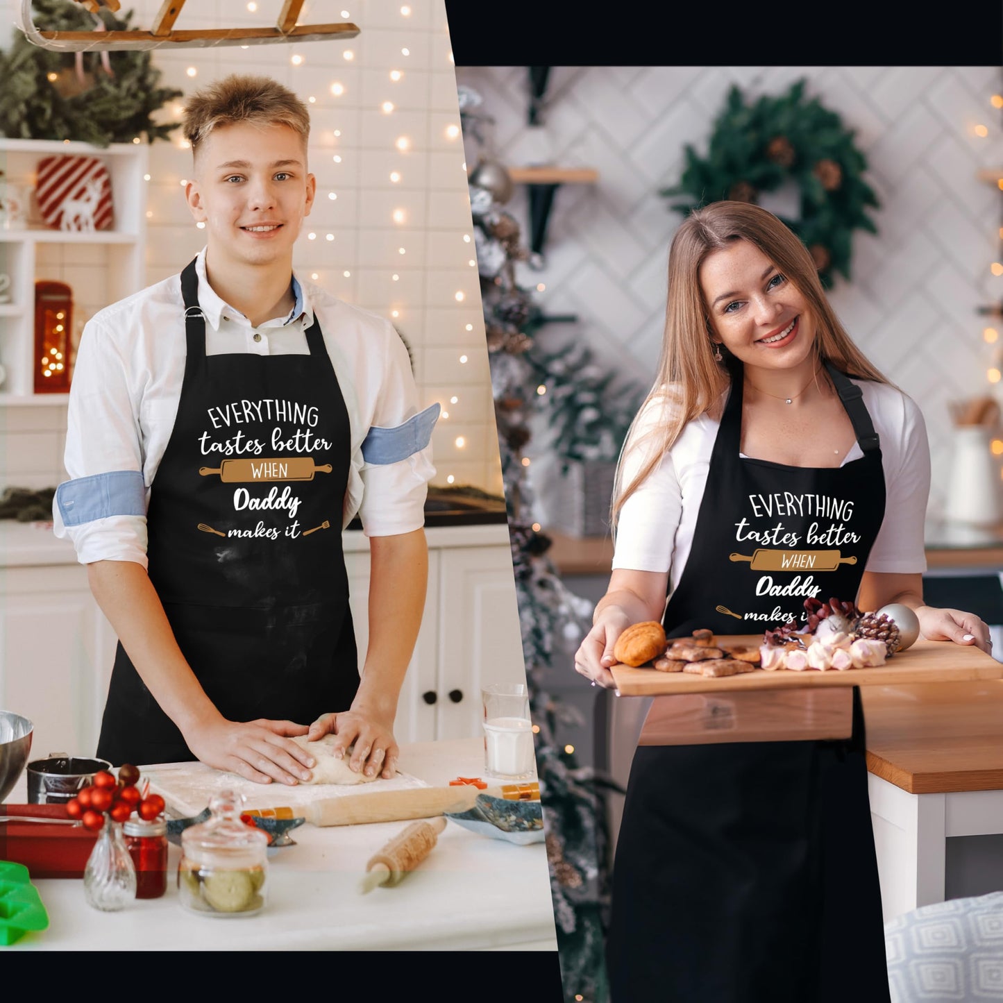 COWEB Daddy Gifts Apron, Daddy Dad Gifts for Father's Day Birthday from Daughters Sons, Father Kitchen Baking BBQ Aprons, Waterproof Adjustable Cooking Apron for Kitchen