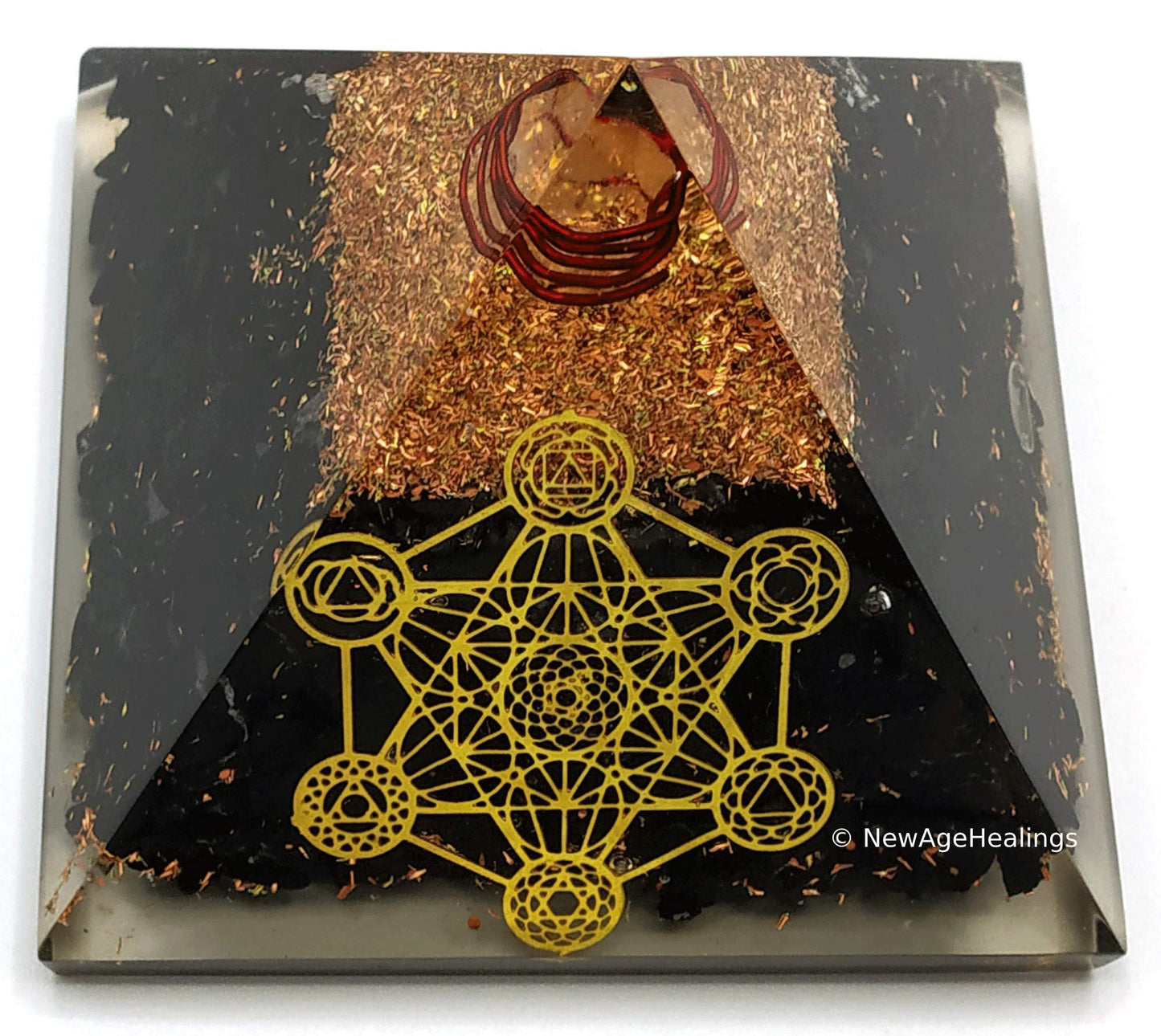 Amazing Gemstone Large Black Tourmaline Orgone Pyramid Crystal, Chakra Metatron Orgonite Pyramid - Positive Energy Healing
