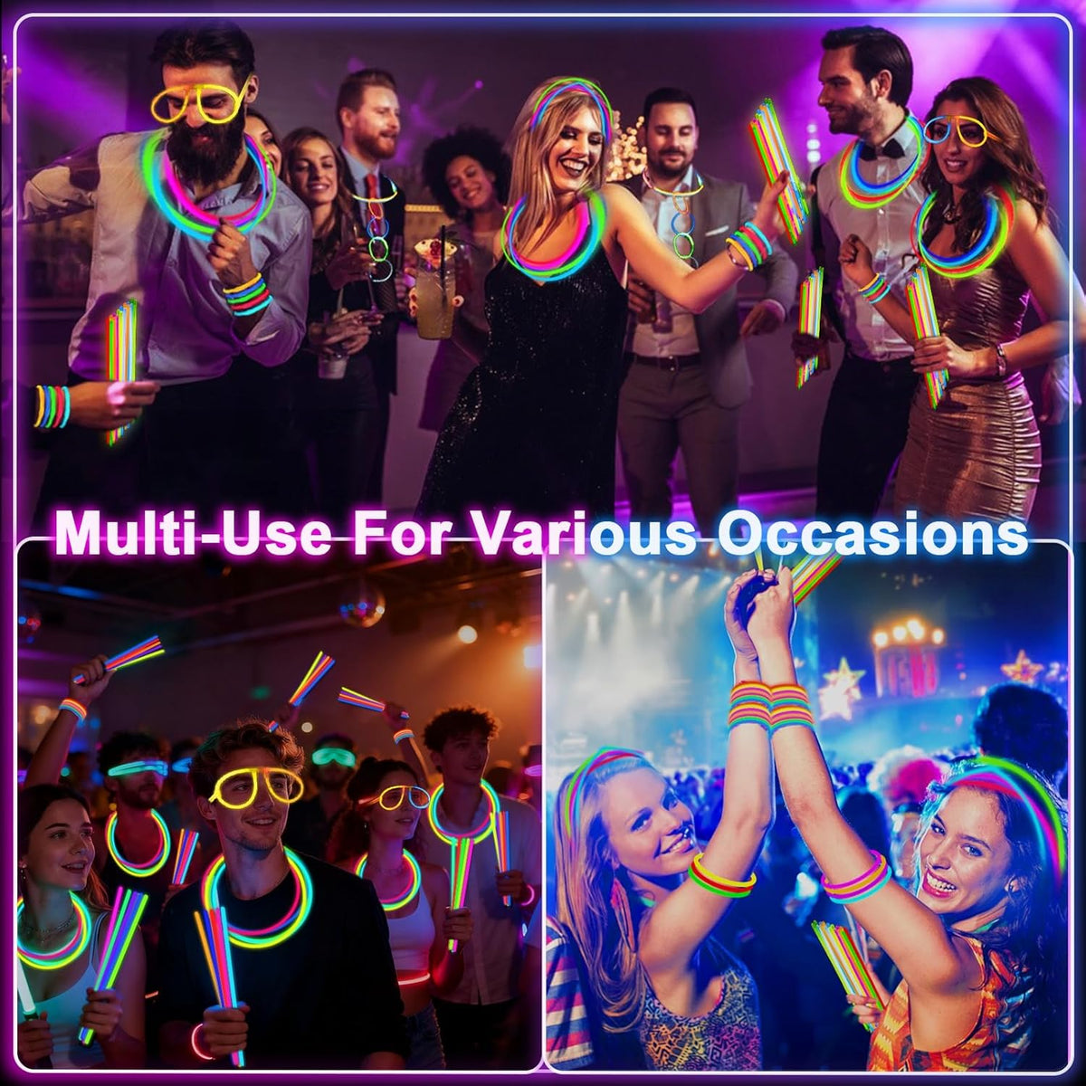 TURNMEON 360 Pack Ultra Bright New Year Eve Christmas Glow Sticks Bulk Party Pack Halloween Glow In The Dark Party Supplies Favors Glow Sticks Necklaces Bracelets with Connector 8" Glow stick Light Up