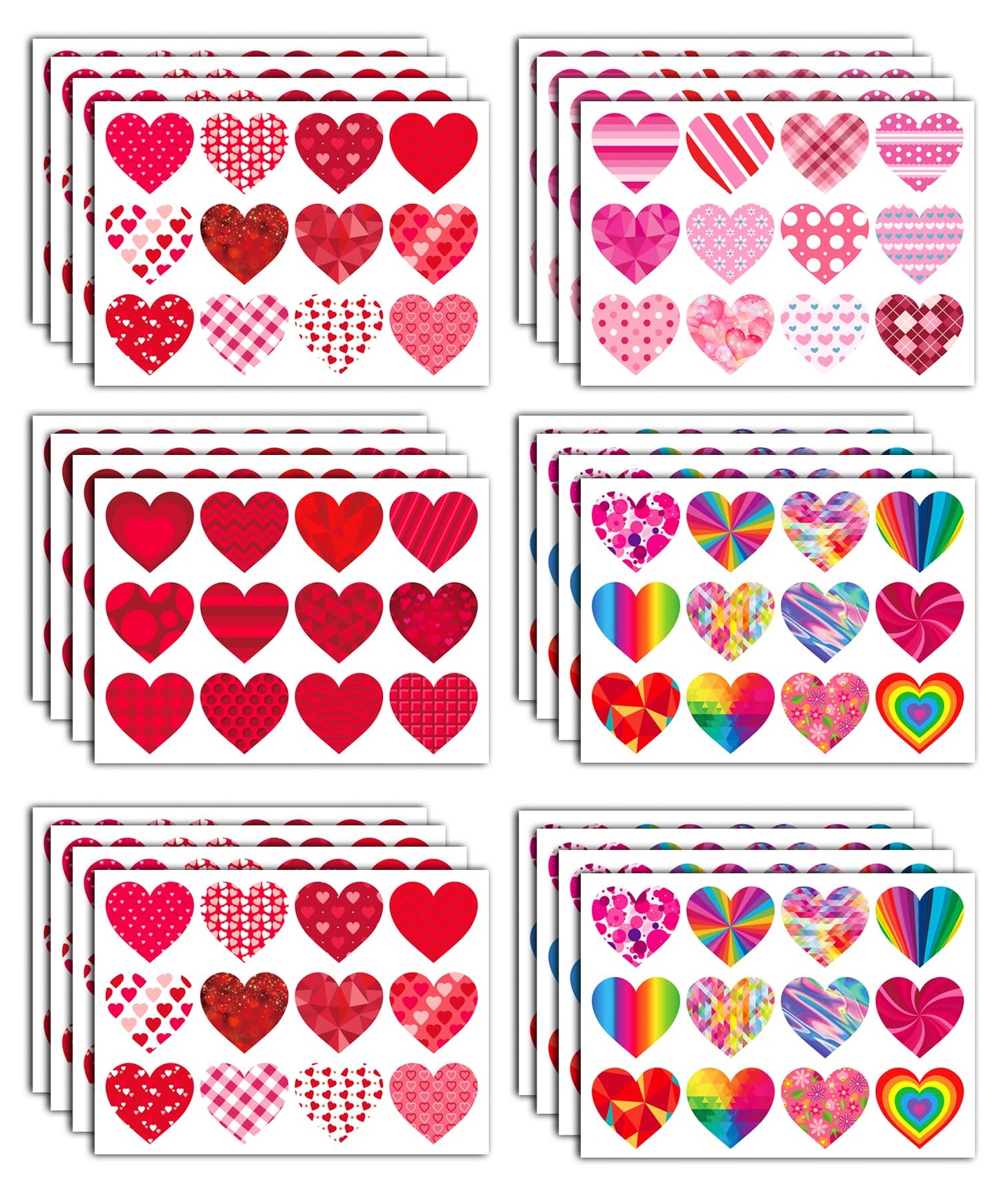 Ozepao 32 Sheets Heart Stickers, 384 Pcs Valentines Day Stickers for Kids, Holiday Sticker for Envelopes, Cards or Gifts Bags Decor (48 Designs 8 Each)
