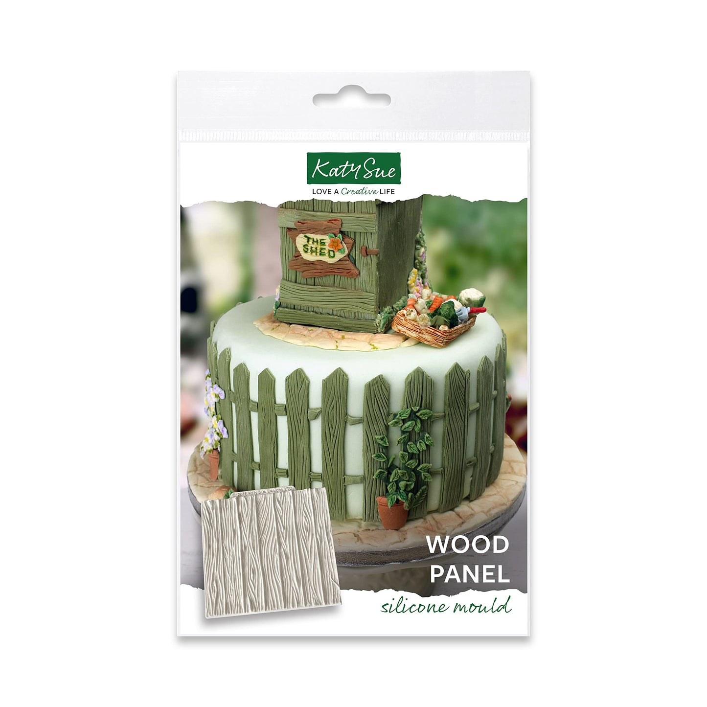Katy Sue Wood Panel Silicone Mold for Cake Decorating & Crafts - Mold and Texture Size 102 x 102 x 3mm / 4.02 x 4.02 x 0.12 inches