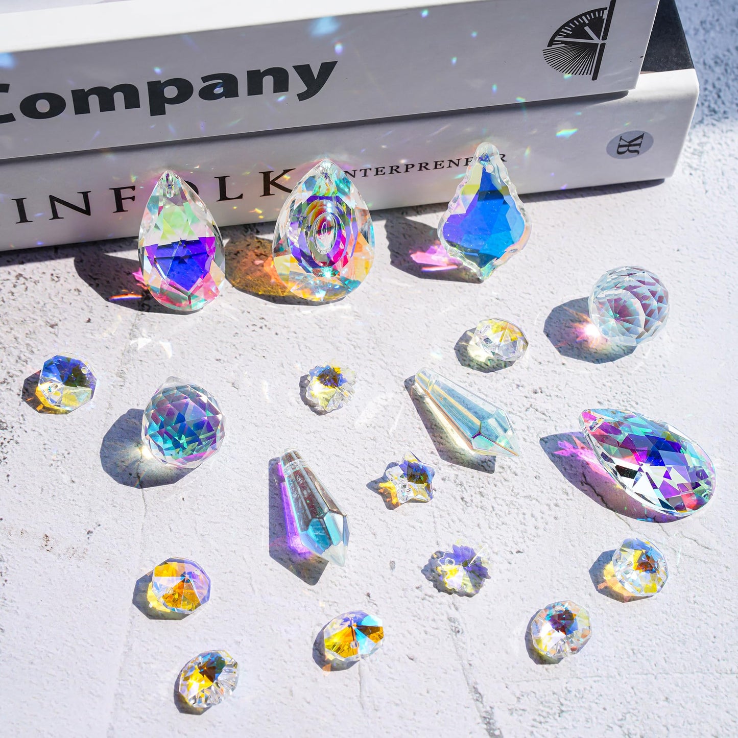 H&D HYALINE & DORA Crystal Decorative Wind Spinner, Crystal Suncatcher Assembly Craft Kits, Rainbow Prisms Beads Pendant, Crystals Hanging for Home Garden Decor
