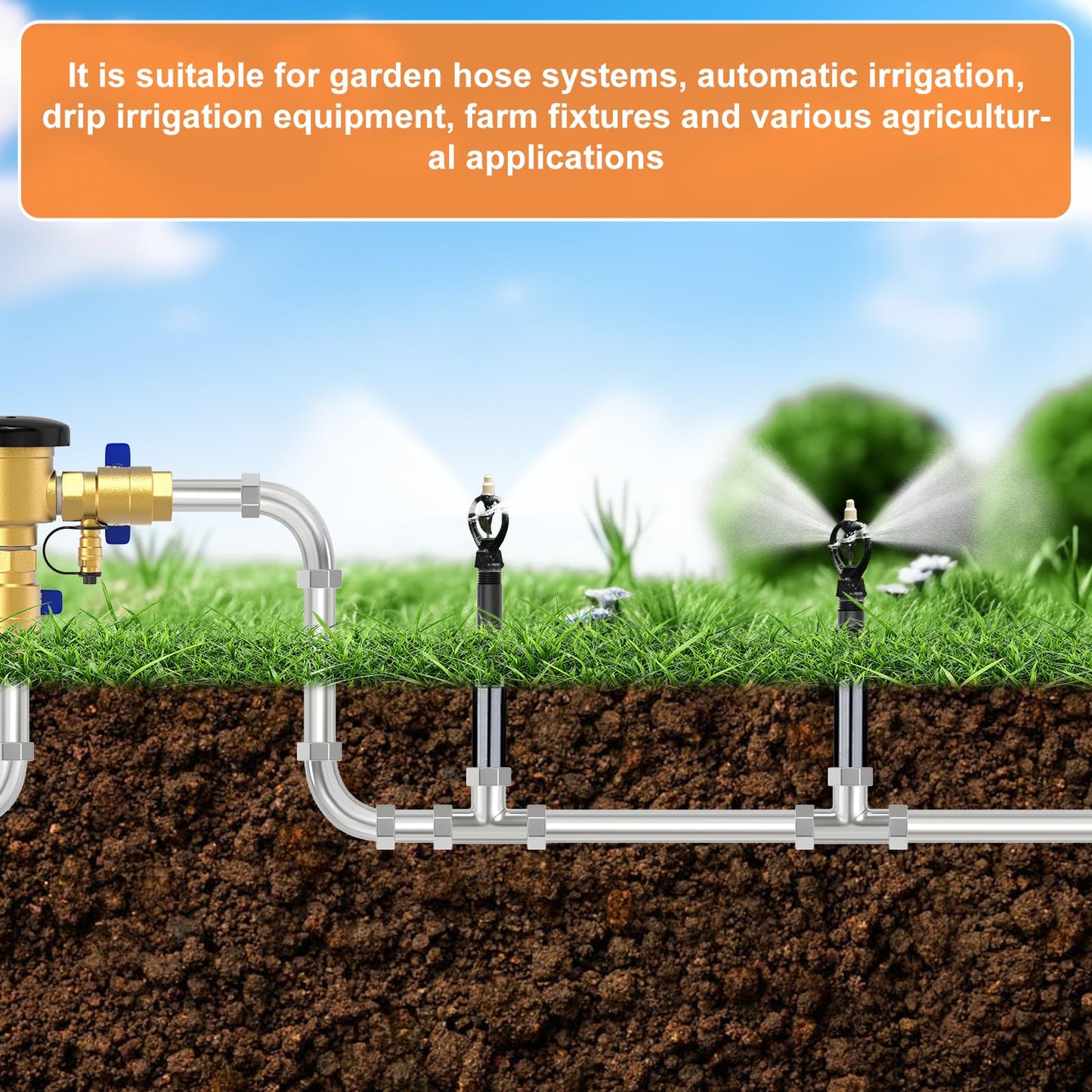 GASHER 12Pcs 1/2 Inch MNPT PVC Male Pipe Thread Sprinkler Head Pipe Riser Extension for Lawn Irrigation System, Length 3 Inch