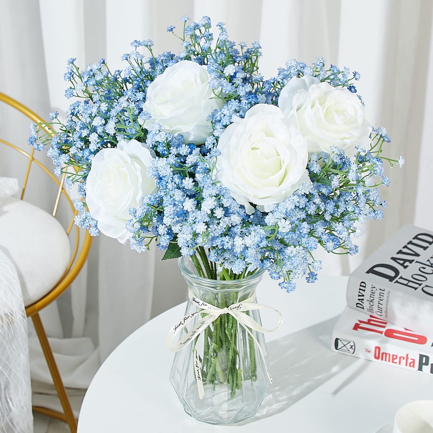 LYLYFAN Babys Breath Artificial Flowers,30 Pcs Gypsophila Faux Flowers for Wedding Party Home Garden Decoration Blue
