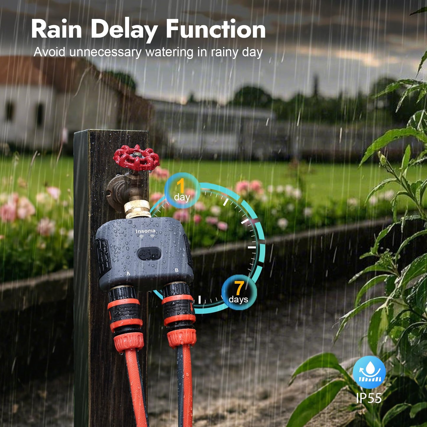 WiFi Water Timer for Garden Hose with Brass Inlet & Outlet,Smart Hose Timer with WiFi Hub, APP & Voice Control,Up to 20 Watering Plans, 2-Zone Sprinkler Drip Irrigation System Controller for Watering