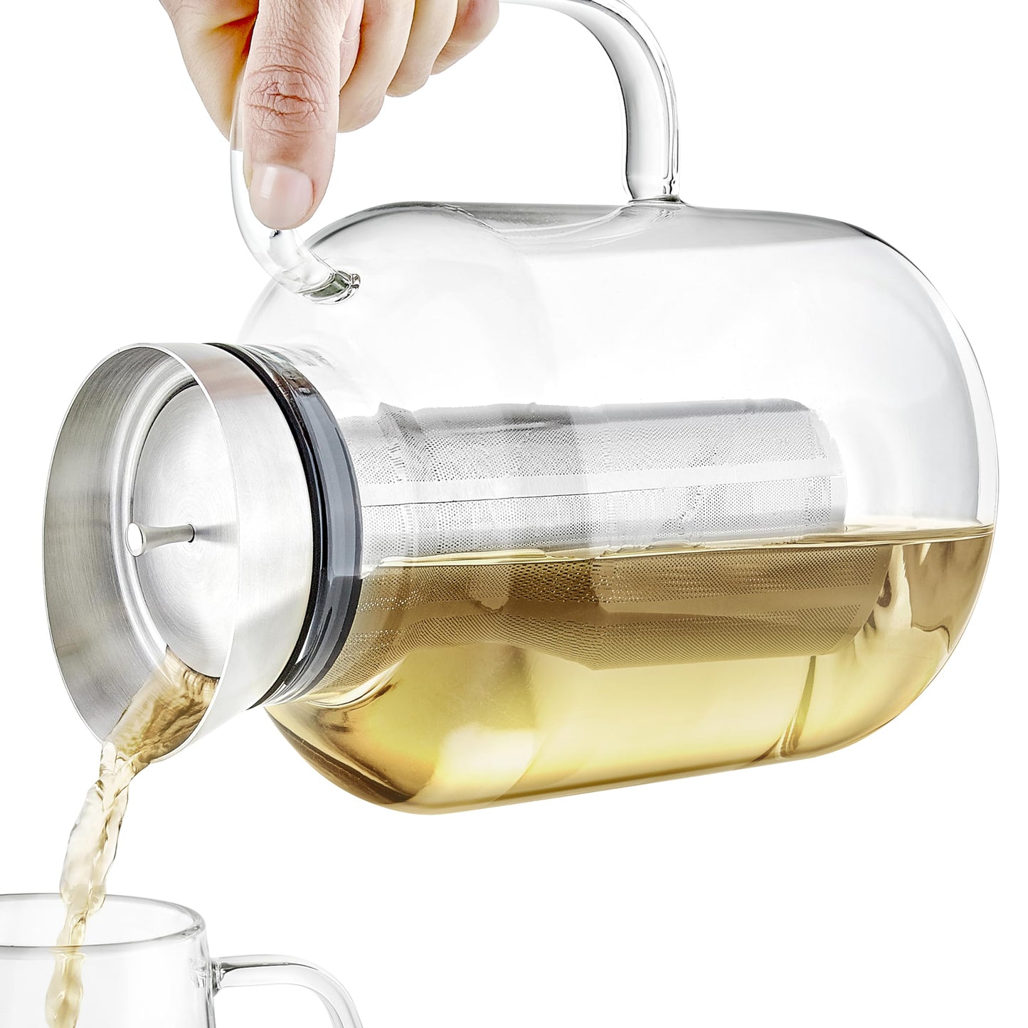 Teabloom 100% Plastic-Free Extra-Large Multi-Brew Borosilicate Glass Teapot + Kettle + Pitcher – Steep and Serve Hot Tea, Iced Tea, Cold Brew Tea and Fruit Infused Water – Legacy Tea Maker