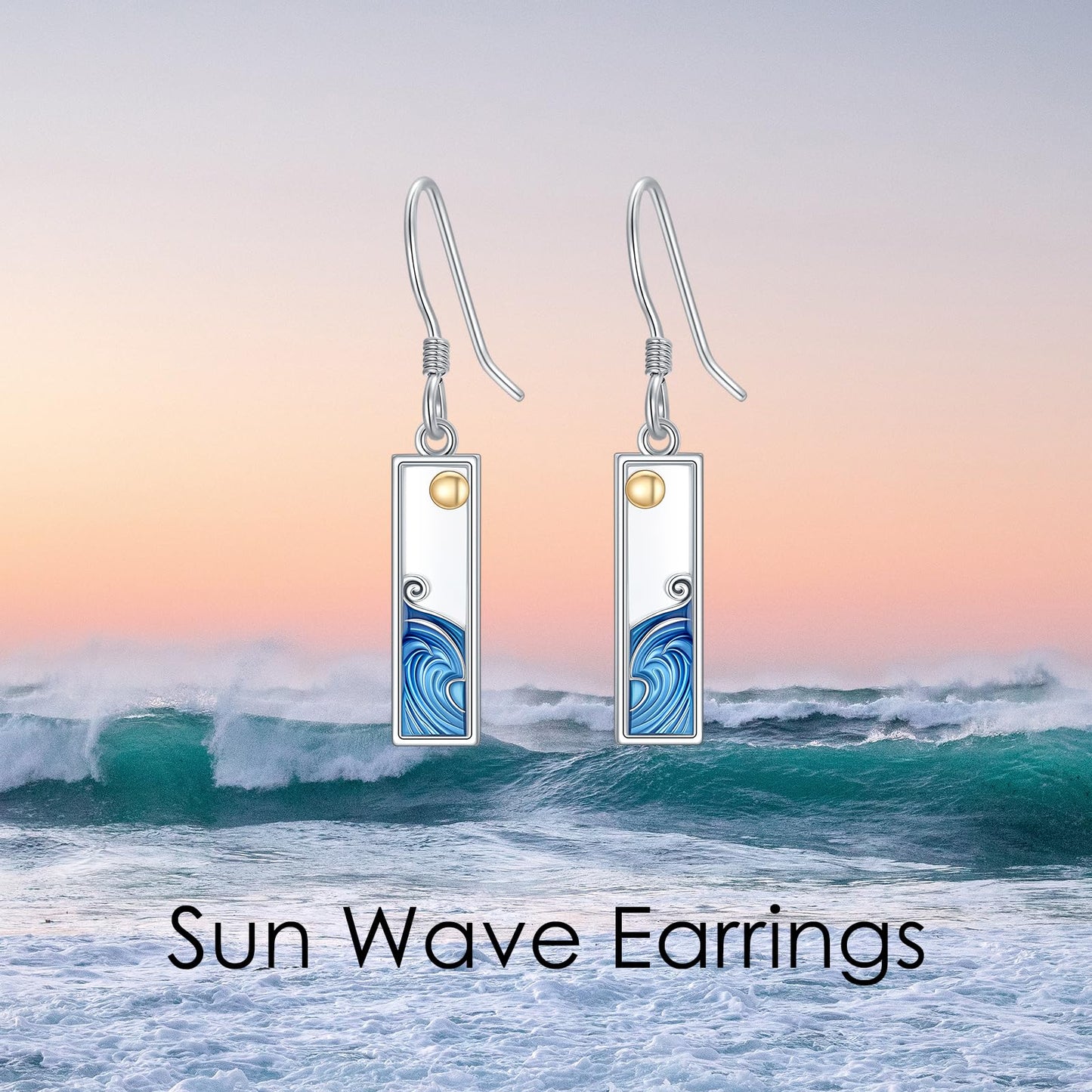 PROESS Ocean Wave Earrings 925 Sterling Silver Sun Earrings Summer Beach Jewelry Gift For Women