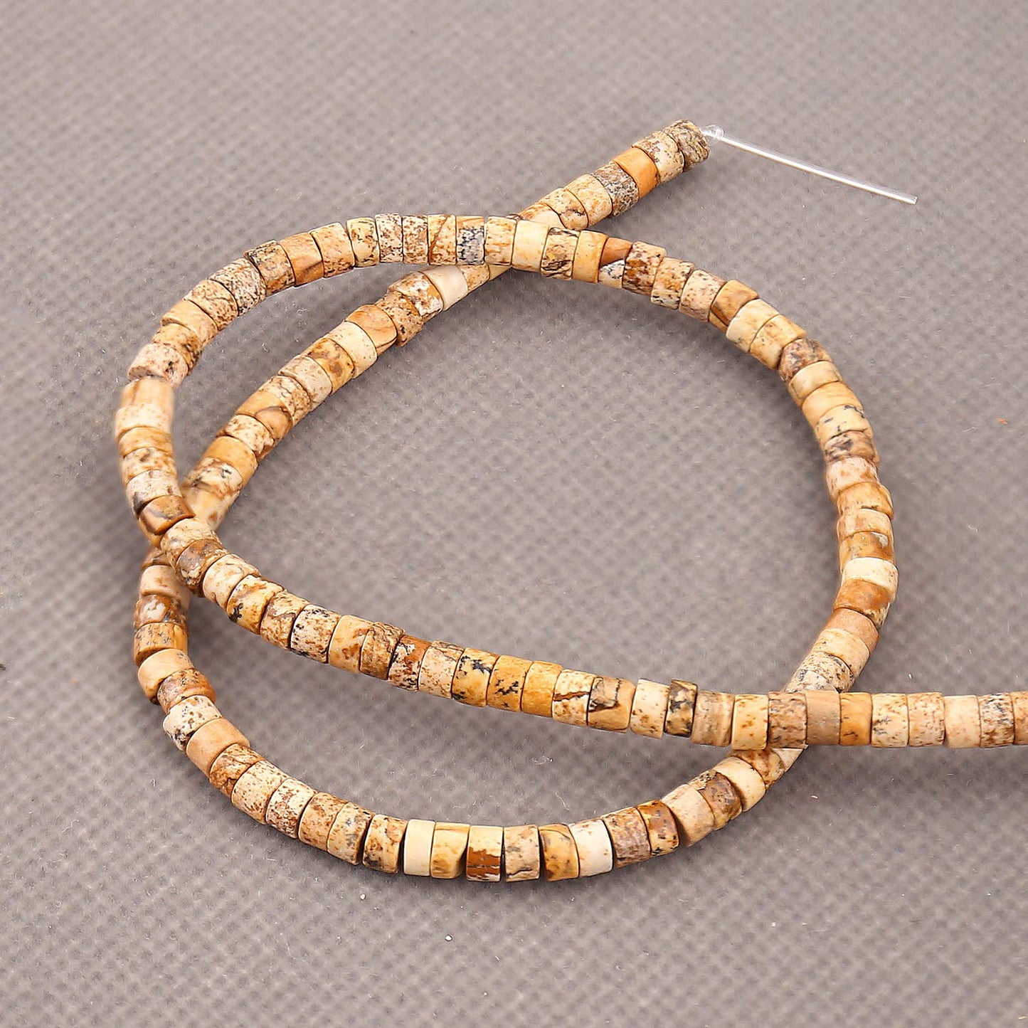 150PCs Natural Picture Jasper Spacer Beads, Loose Semi Precious Flat Round Gemstone Heishi Disc Stone Beads for Beading Jewelry Making 4mm*2mm 38cm