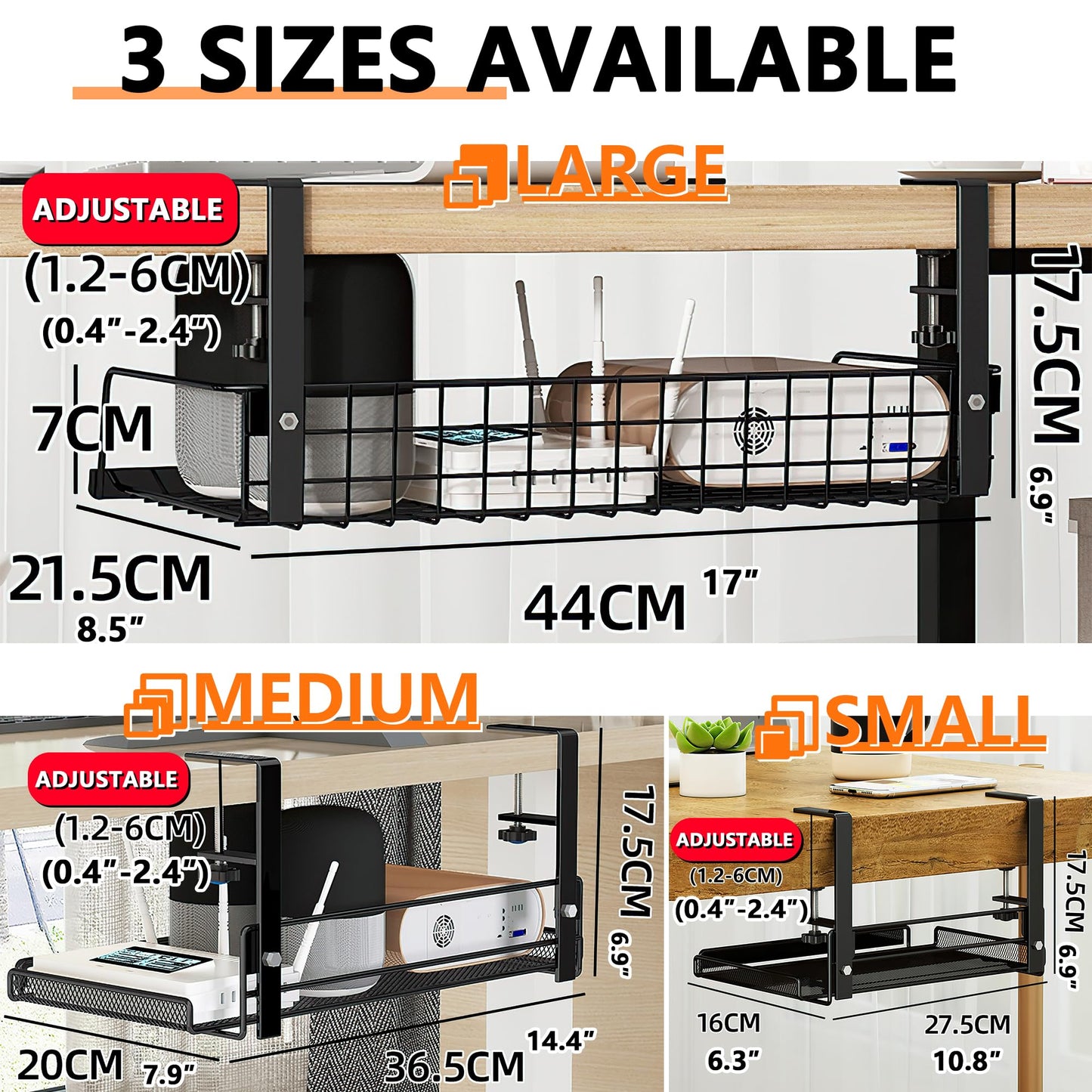 LIFEFAN Under Desk Cable Management Tray Cord Wire Shelf Organizer (Large)