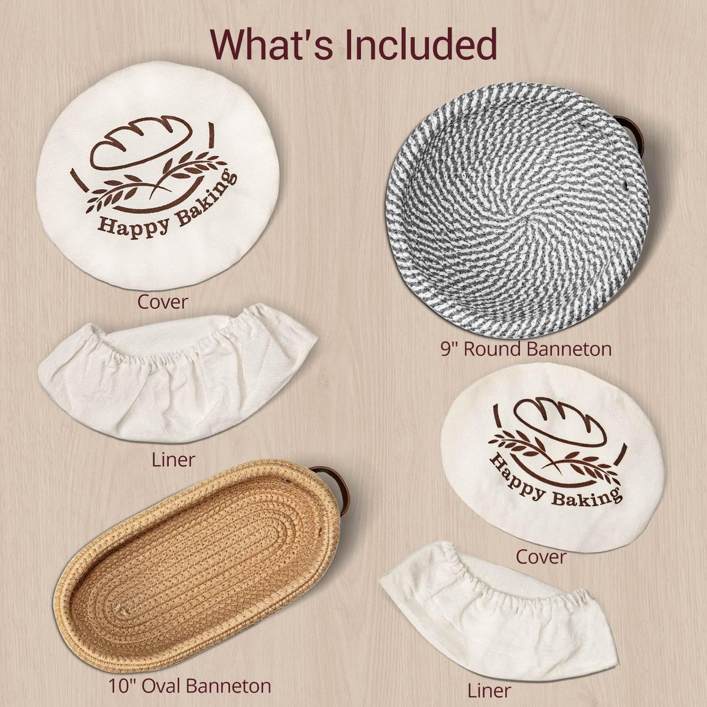 Banneton Bread Proofing Basket, Sourdough Proofing Basket, Oval & Round Proofing Baskets With Liners & Covers, Cotton Rope Sourdough Bread Baskets, Sourdough Bread Baking Supplies